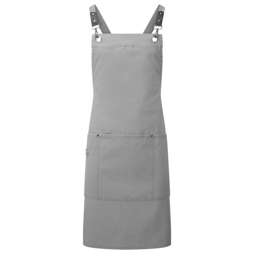 Premier Unisex Dark Grey Cross Back Clip Bib Apron In - Image 2