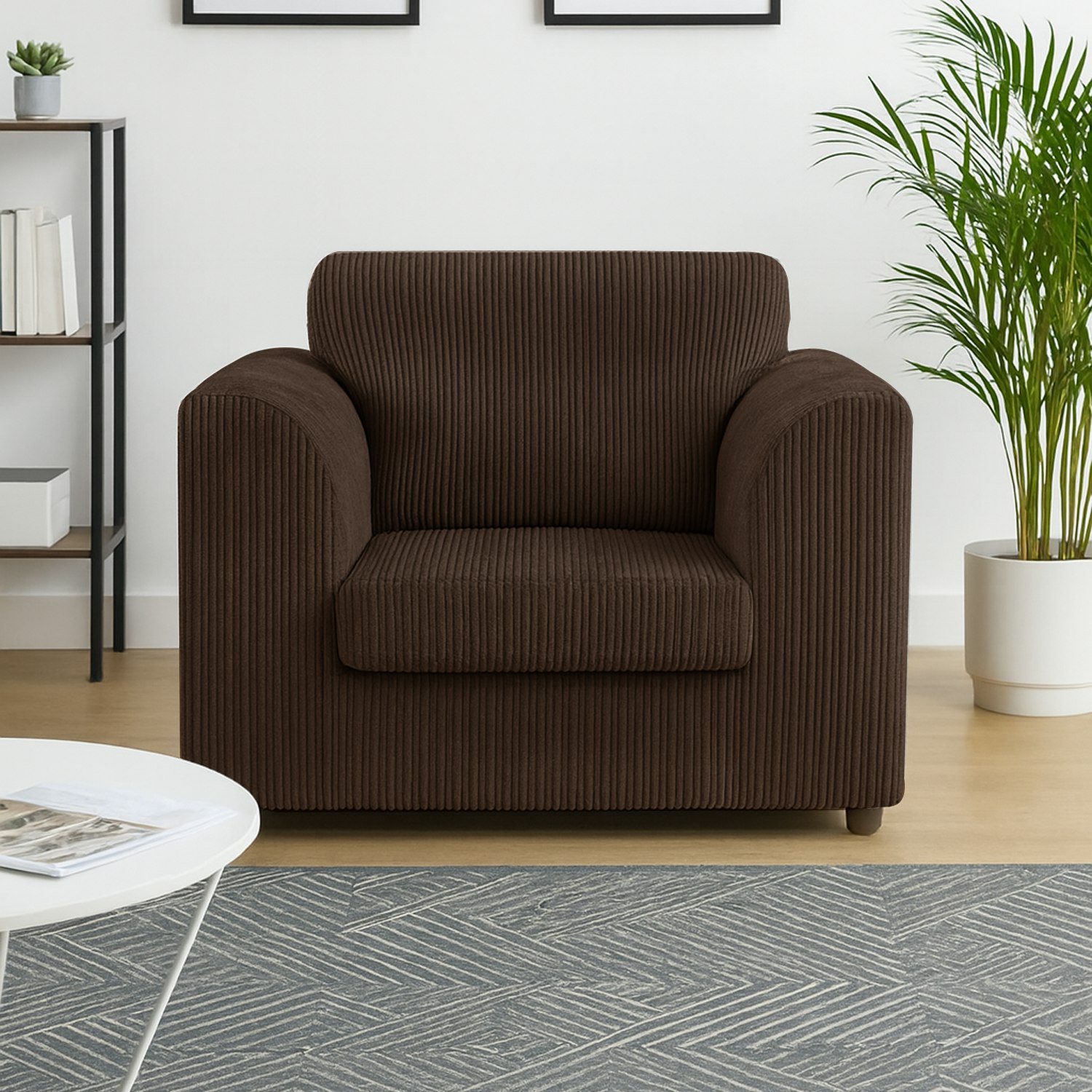 Furnishings For Less Black/Grey Luxor / Ferguson Cord Armchair - Chocolate