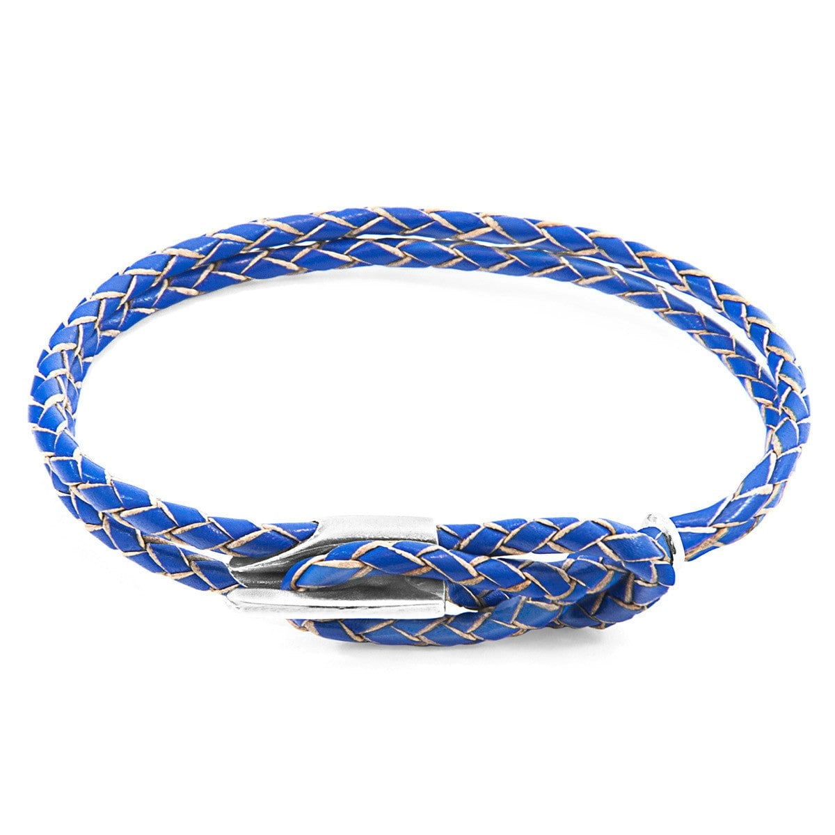 Anchor & Crew Blue/Silver Royal Padstow And Braided Leather Bracelet - M - 21Cm (Most Popular)