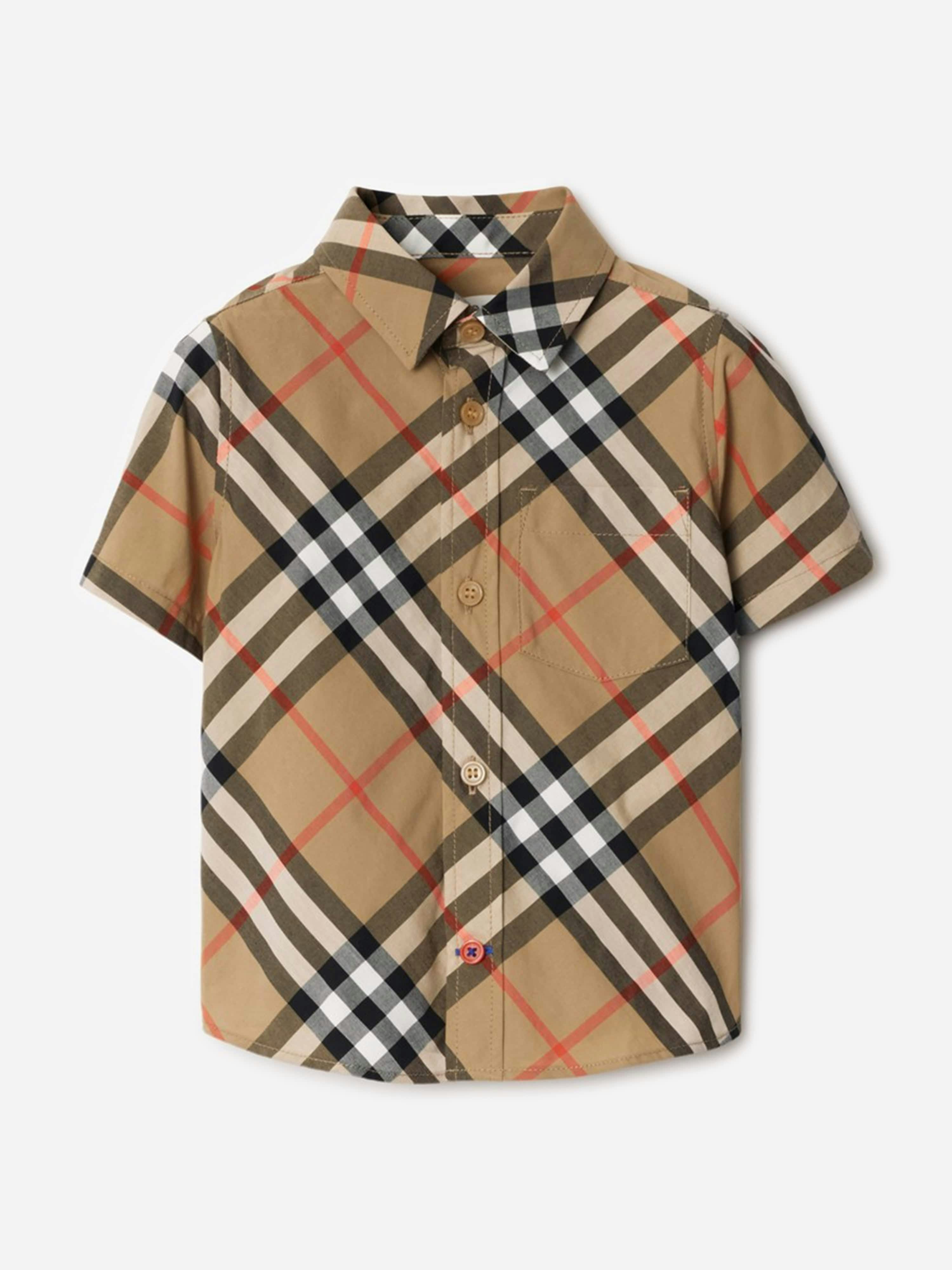 Burberry Kids Boys Beige Burberry Baby Owen Essential Check Shirt In - 18 Mths