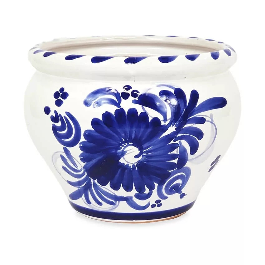 Rackhams Blue Bola Plant Pot - Floral - 1 X Bola Pot