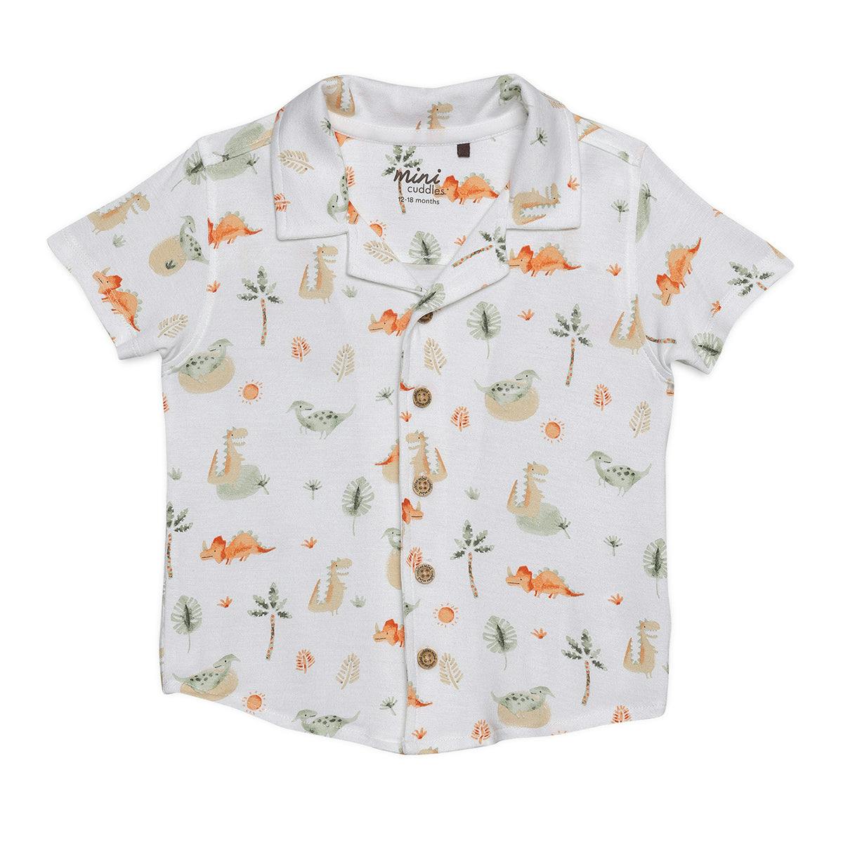 Mini Cuddles Men's Baby Boys All-Over Dinosaur Printed Shirt, Multicolour - 3-6 Months