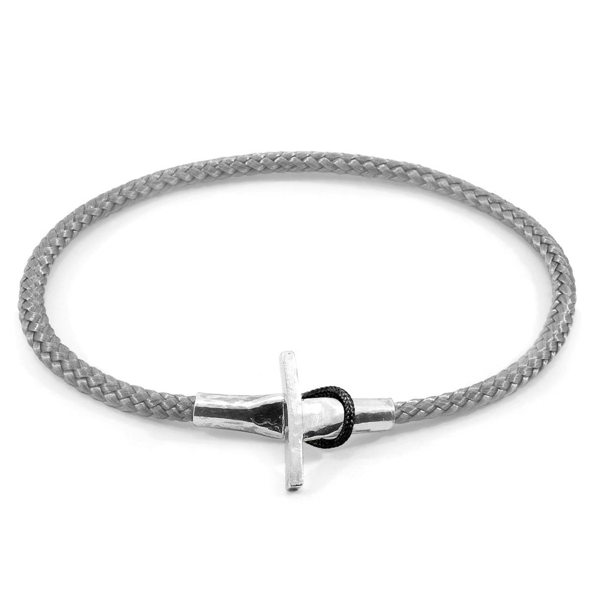 Anchor & Crew Grey/Silver Classic Cambridge And Rope Bracelet - L - 23Cm
