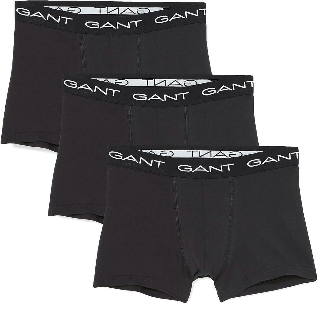 Gant Men's Black 3-Pack Classic Logo Boxer Trunks, - S