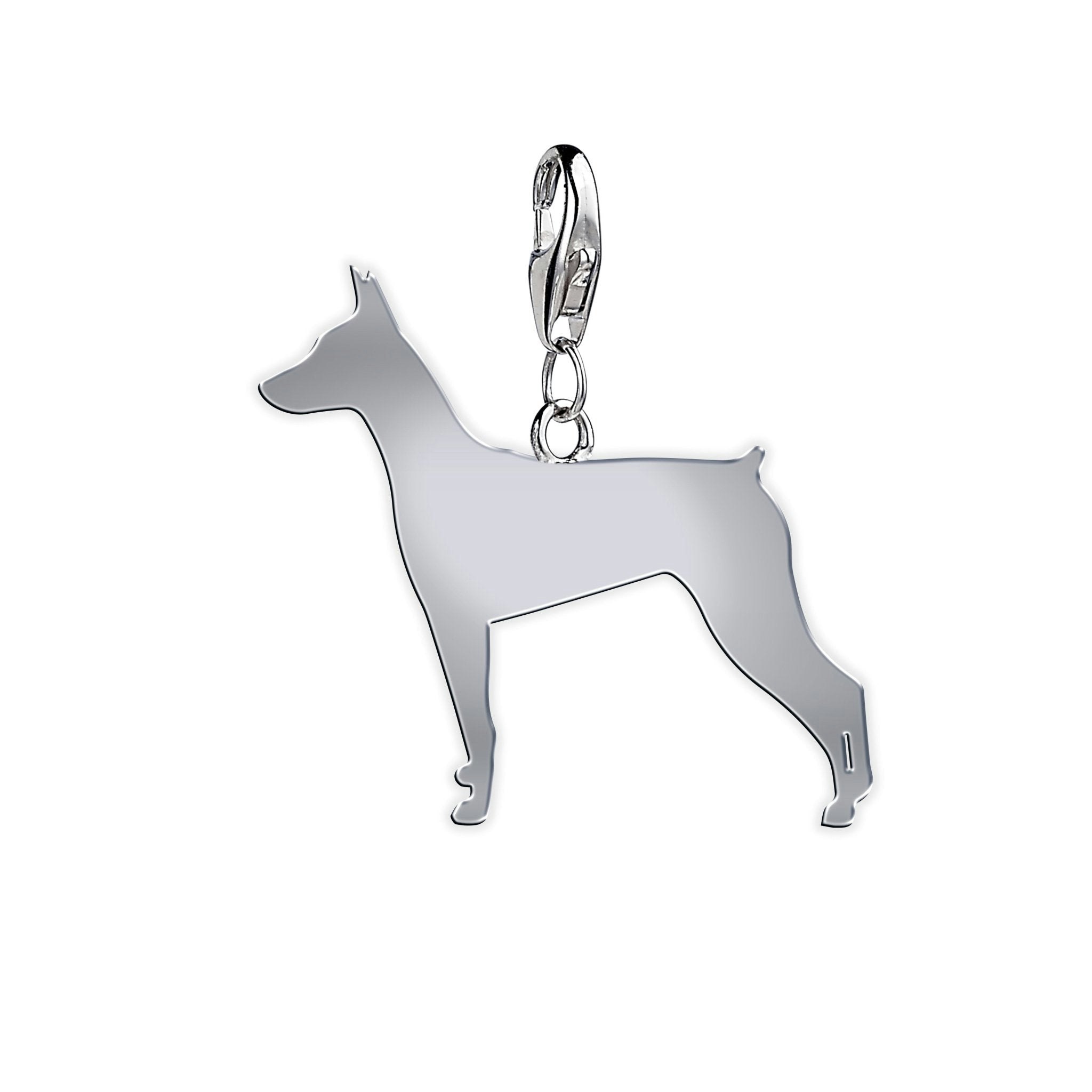 Mylee London Silver German Pinscher Silhouette Charm - Yes - Clip On Charm