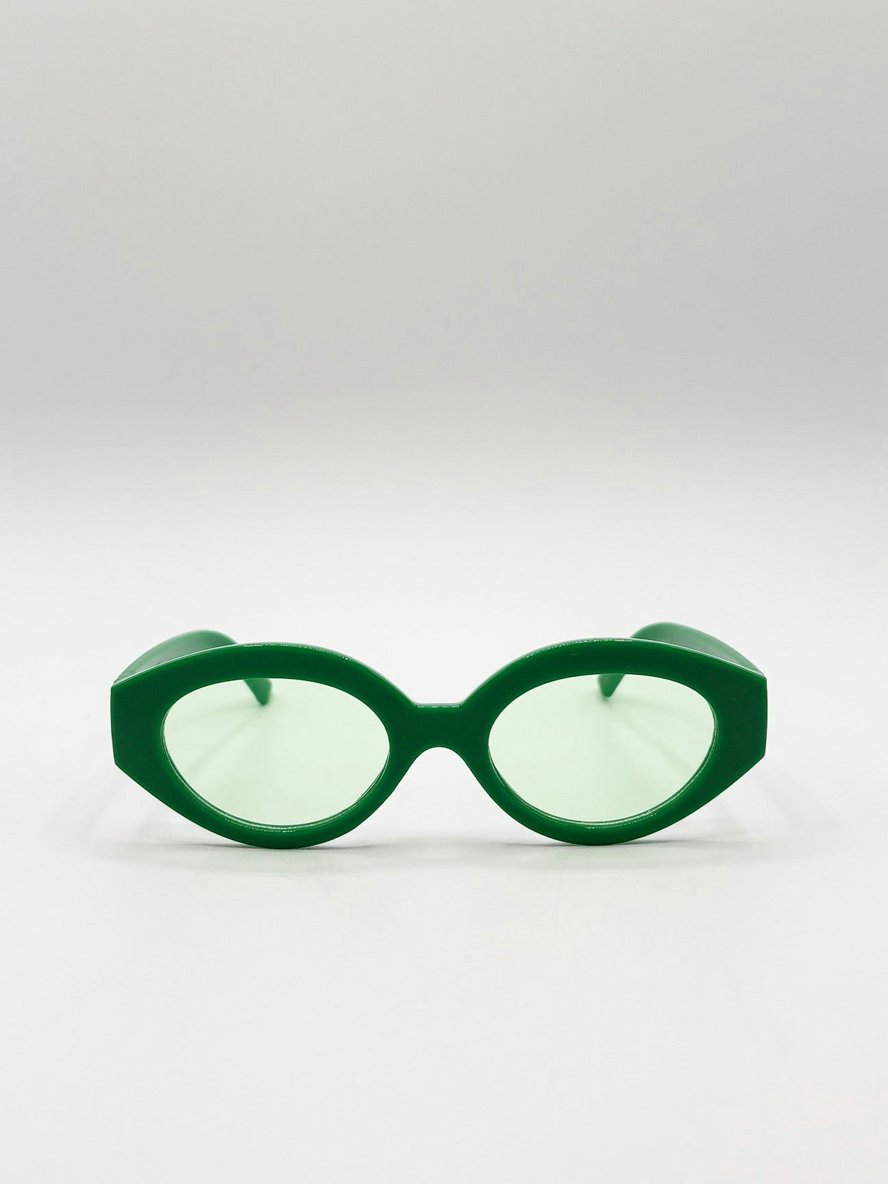 Svnx Green Retro Small Oval Sunglasses - One Size