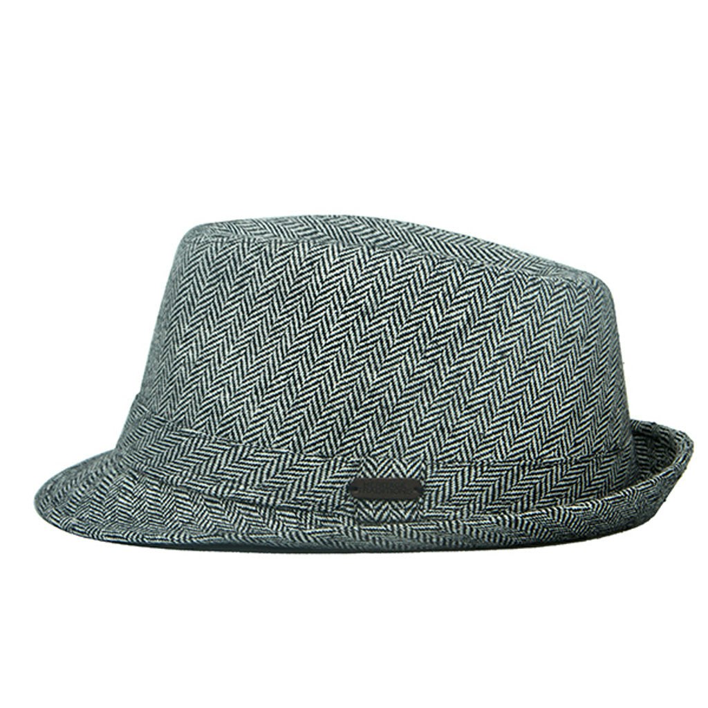 Heritage Traditions Black Elwood Tweed Trilby Hat - Medium - Herringbone