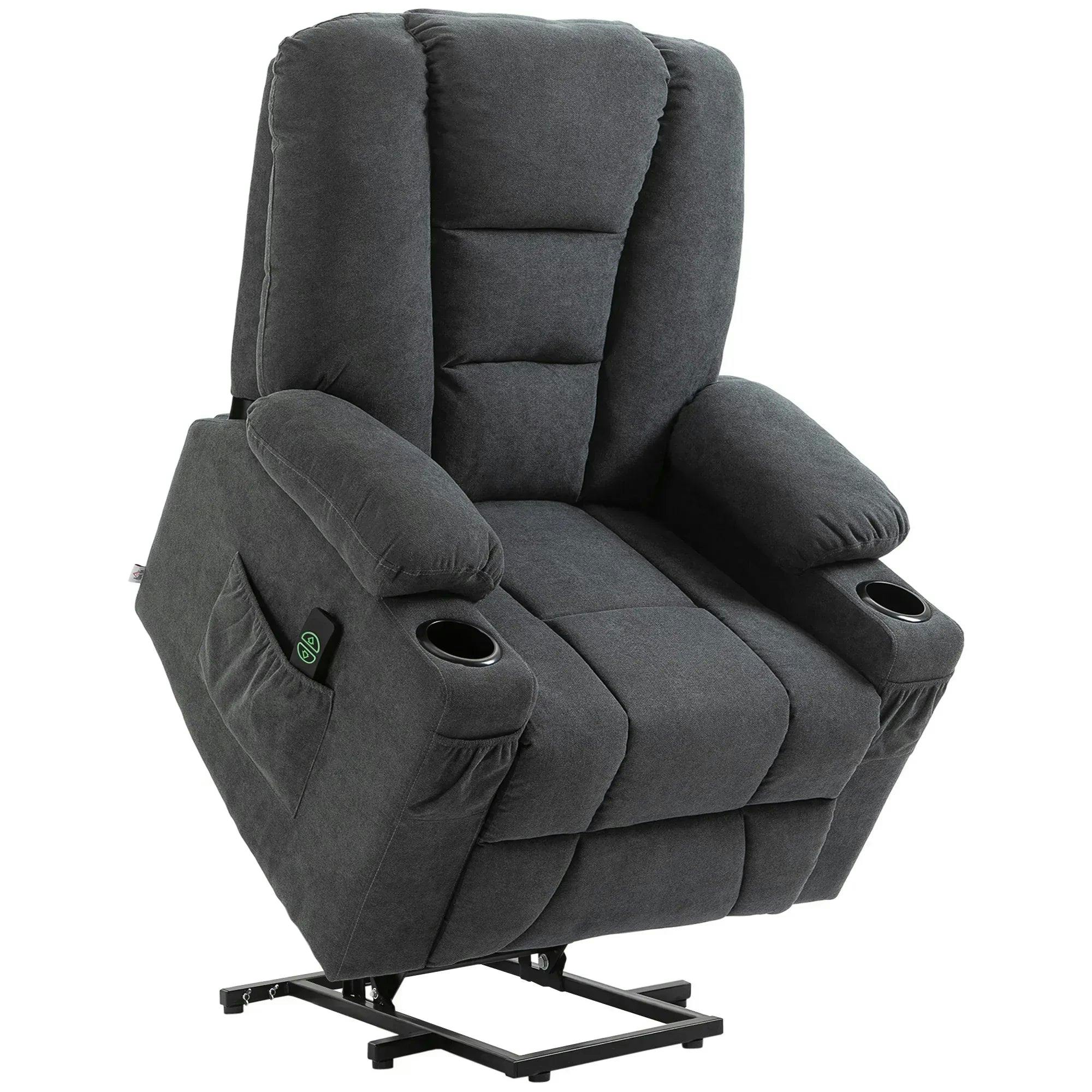 Homcom Unisex Dark Grey Riser And Recliner Chair W/ Remote, Lift Chair For Elderly In - Image 7