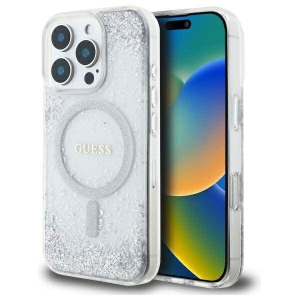 Guess Silver Resin Gradient Glitter Hardcase With Magsafe For Iphone 16 Pro 6.3" - Guhmp16lrgrges