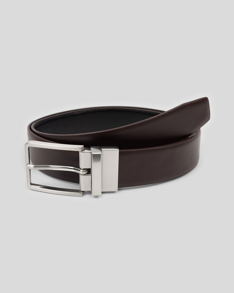 Steel & Jelly Brown/Black Chidham - Reversible Leather Belt - 38