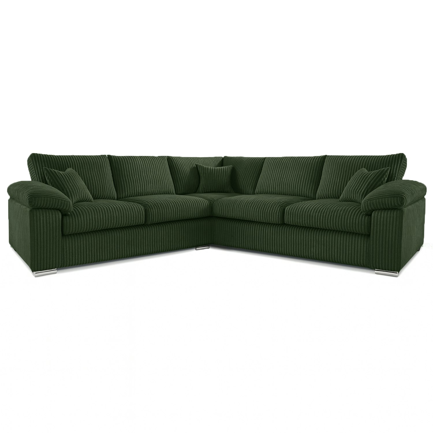 Rackhams Green Delta Full Jumbo Cord 5 Seater Corner Sofa