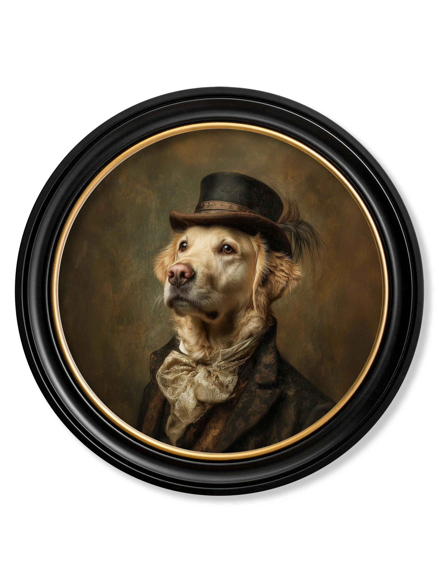 Rackhams Golden Lord Goldpaw - Gentleman Labrador Oxford Round Frame - 70 X 70Cm