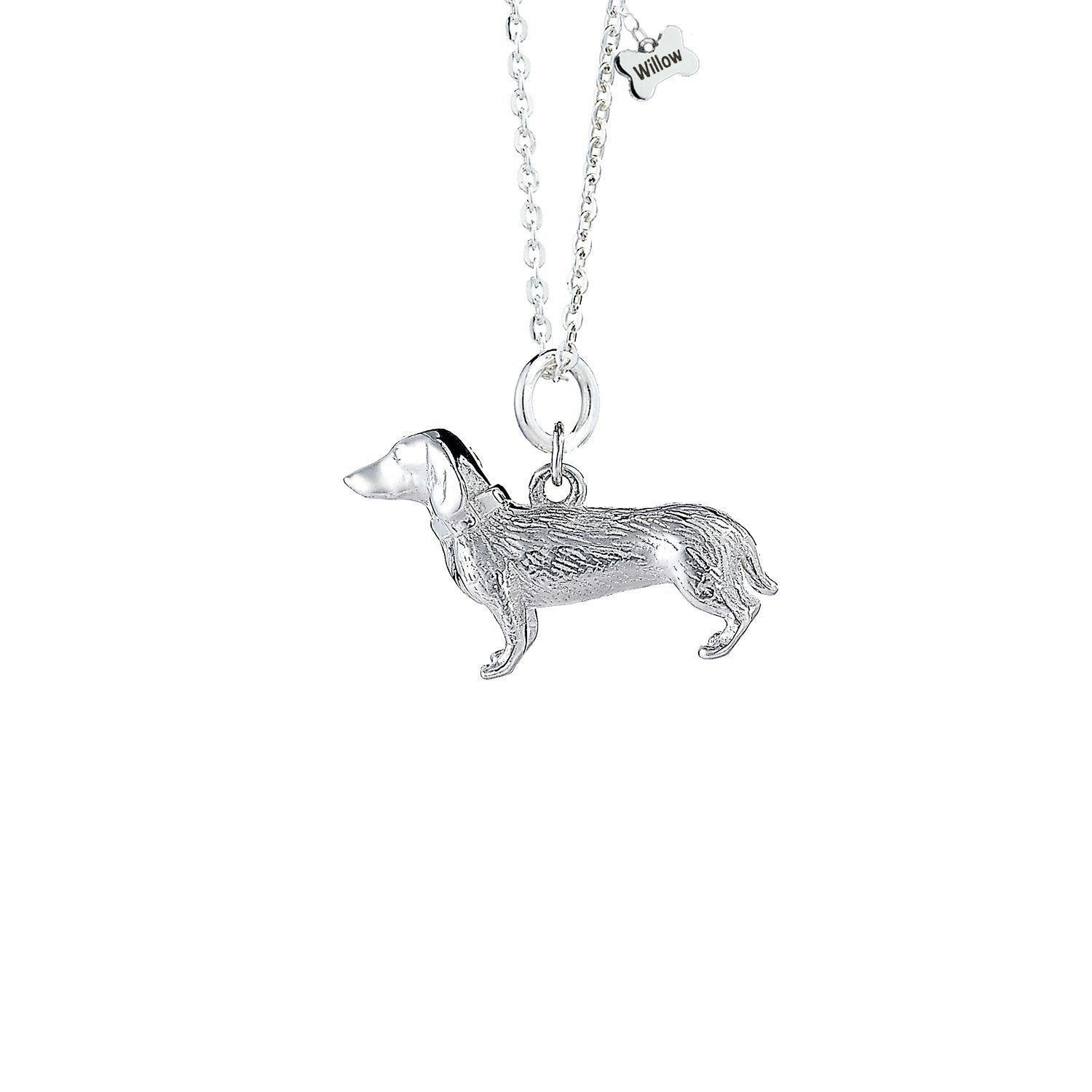 Mylee London Silver Dachshund Necklace - Personalised - No