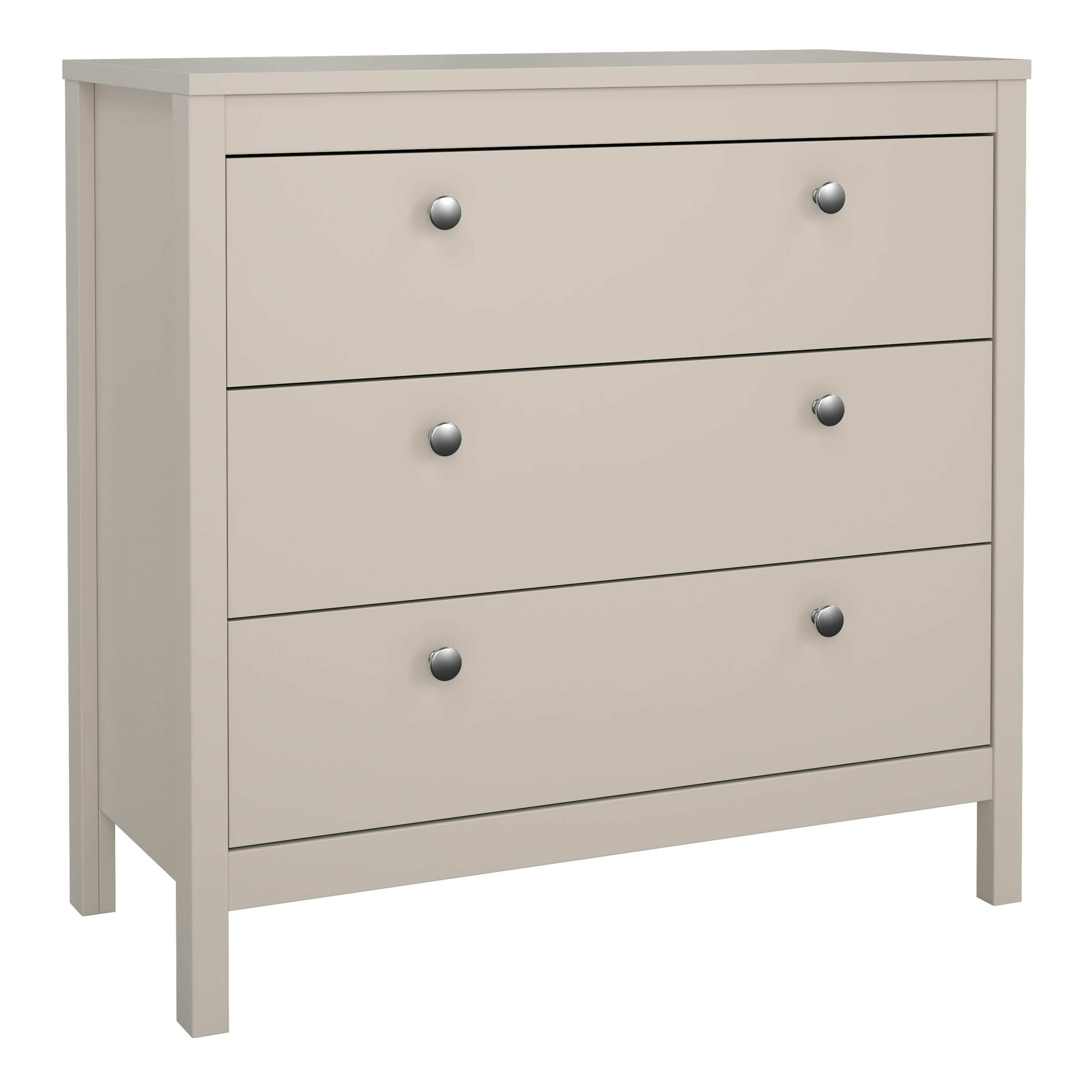 Rackhams Silver Madrid Chest 3 Drawers In Cashmere - Cashmere - Matt - Melamine