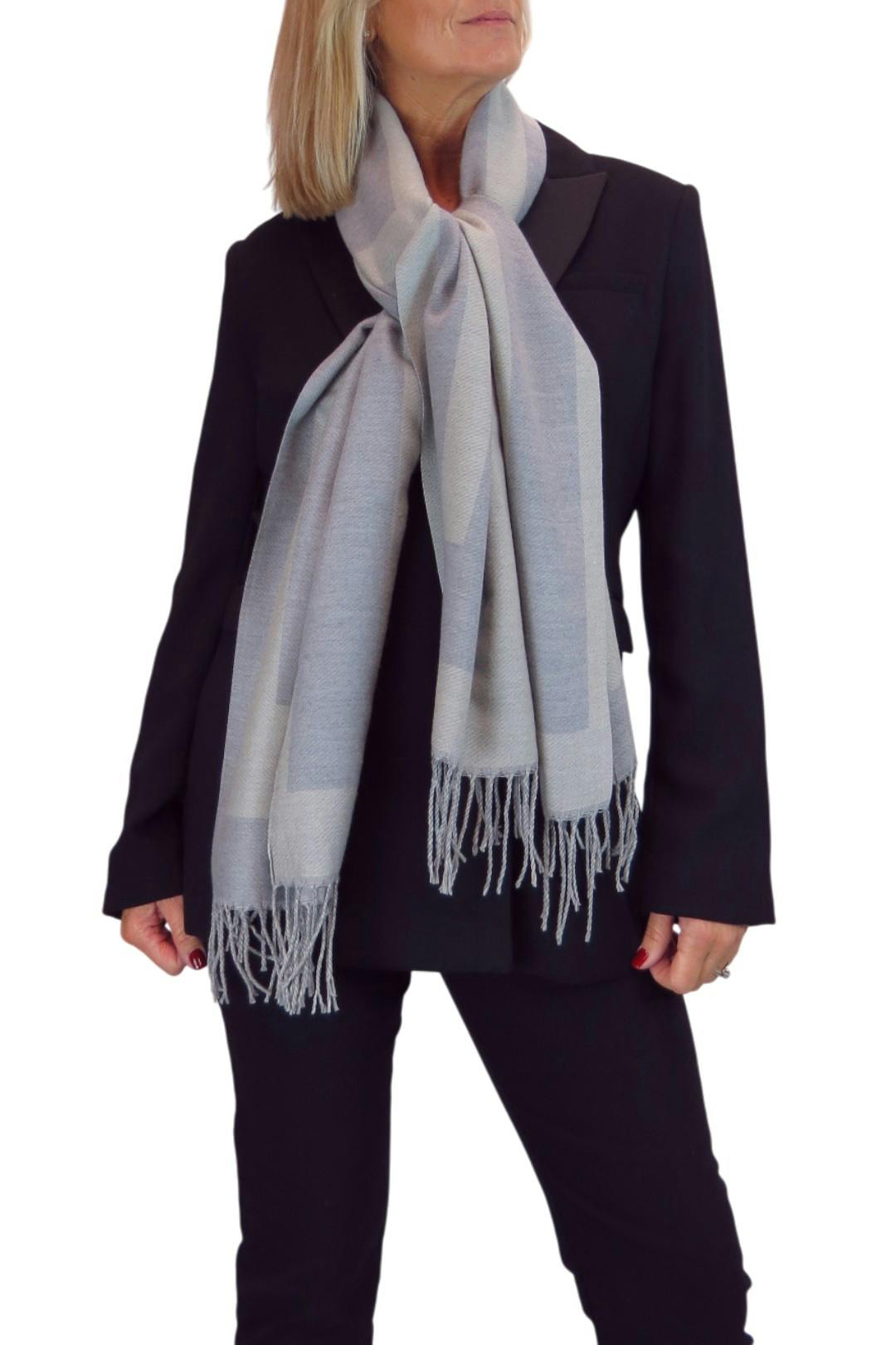 Paulo Due Grey Oversized Wool Blend Pashmina Shawl Scarf