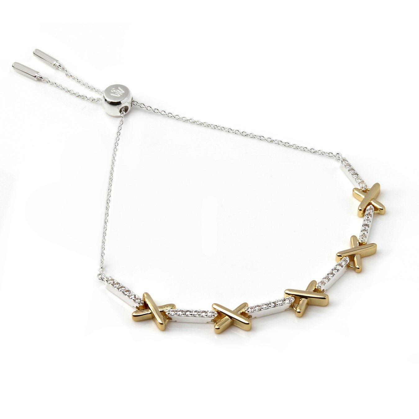 Say It With Silver/Gold Adjustable Kiss Tennis Bracelet - & Plated