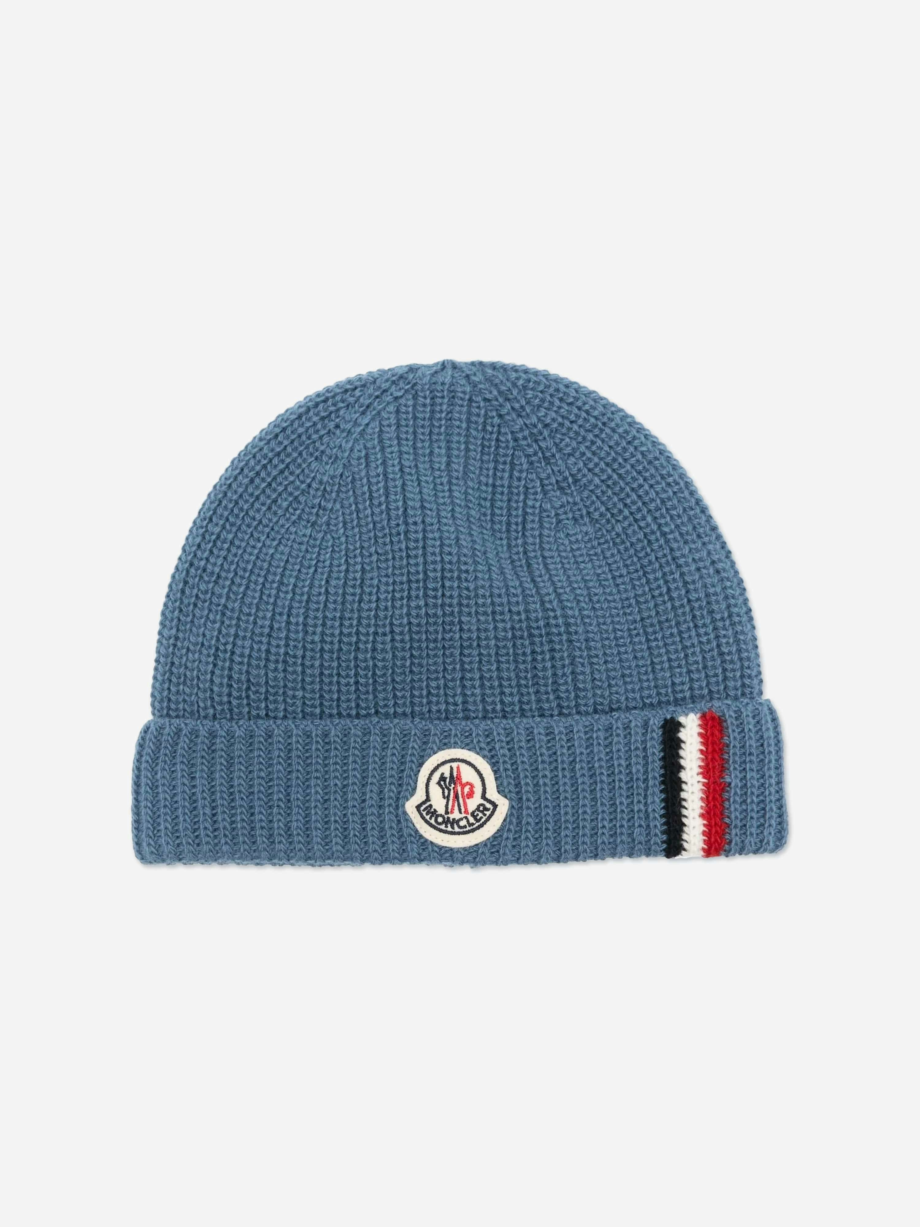 Moncler Enfant Men's Blue Baby Boys Wool Knit Beanie Hat In - Xxs (9-12 Mths)
