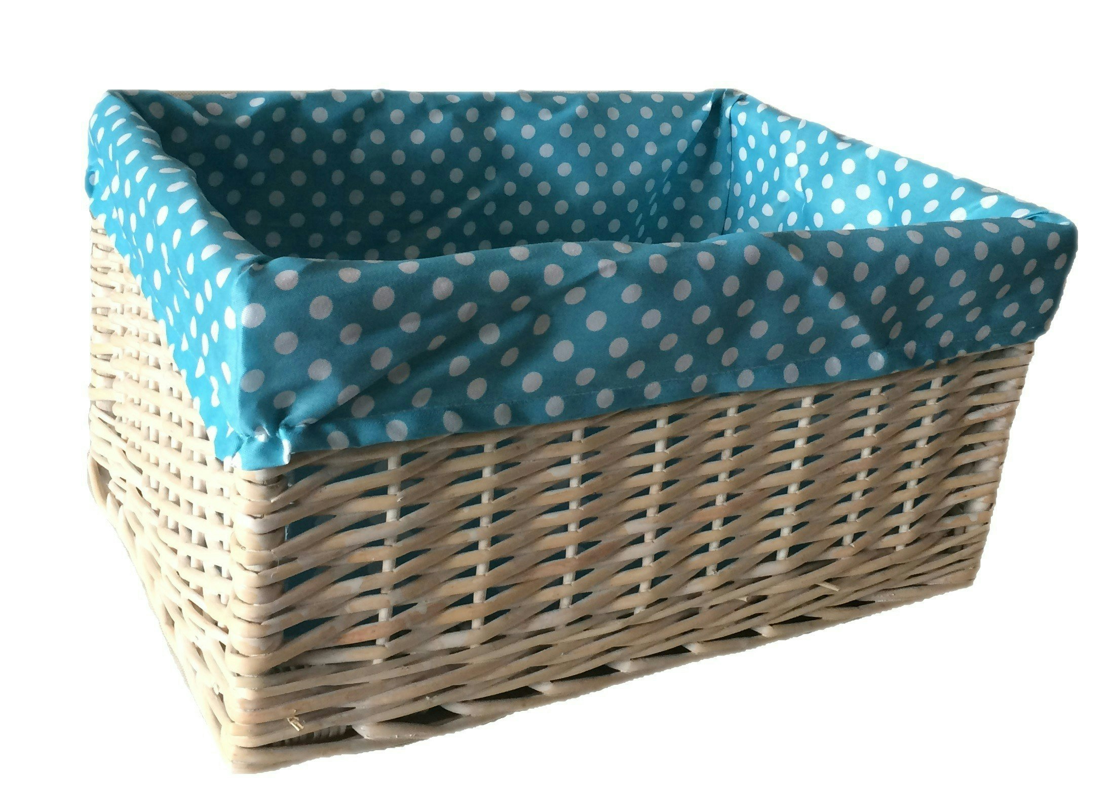 Red Hamper Red/Blue Hamper Spotty Lined Wicker Storage Basket - Large