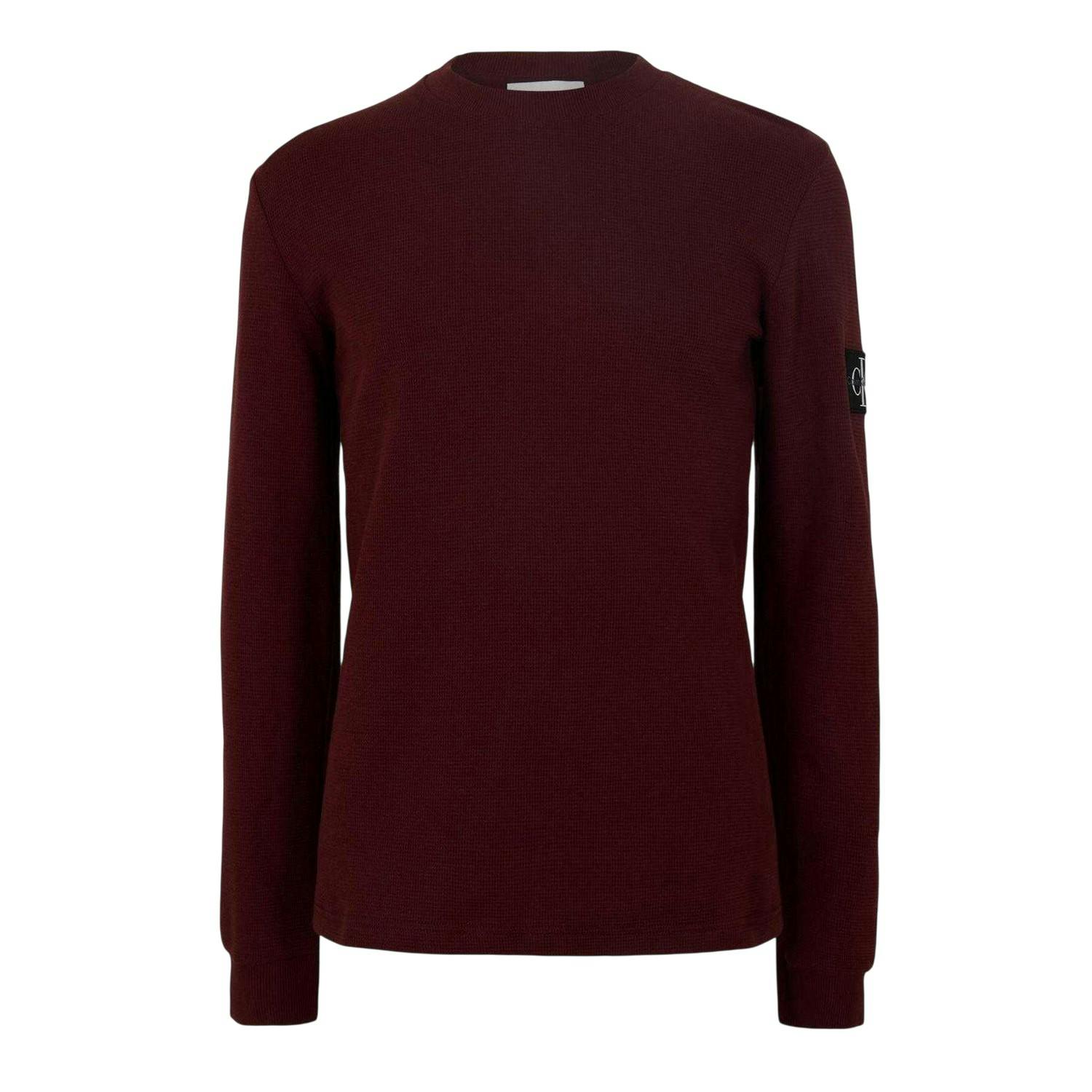 Calvin Klein Men's Waffle Long-Sleeved Top - Mocha - S - Mocha - 100% Cotton