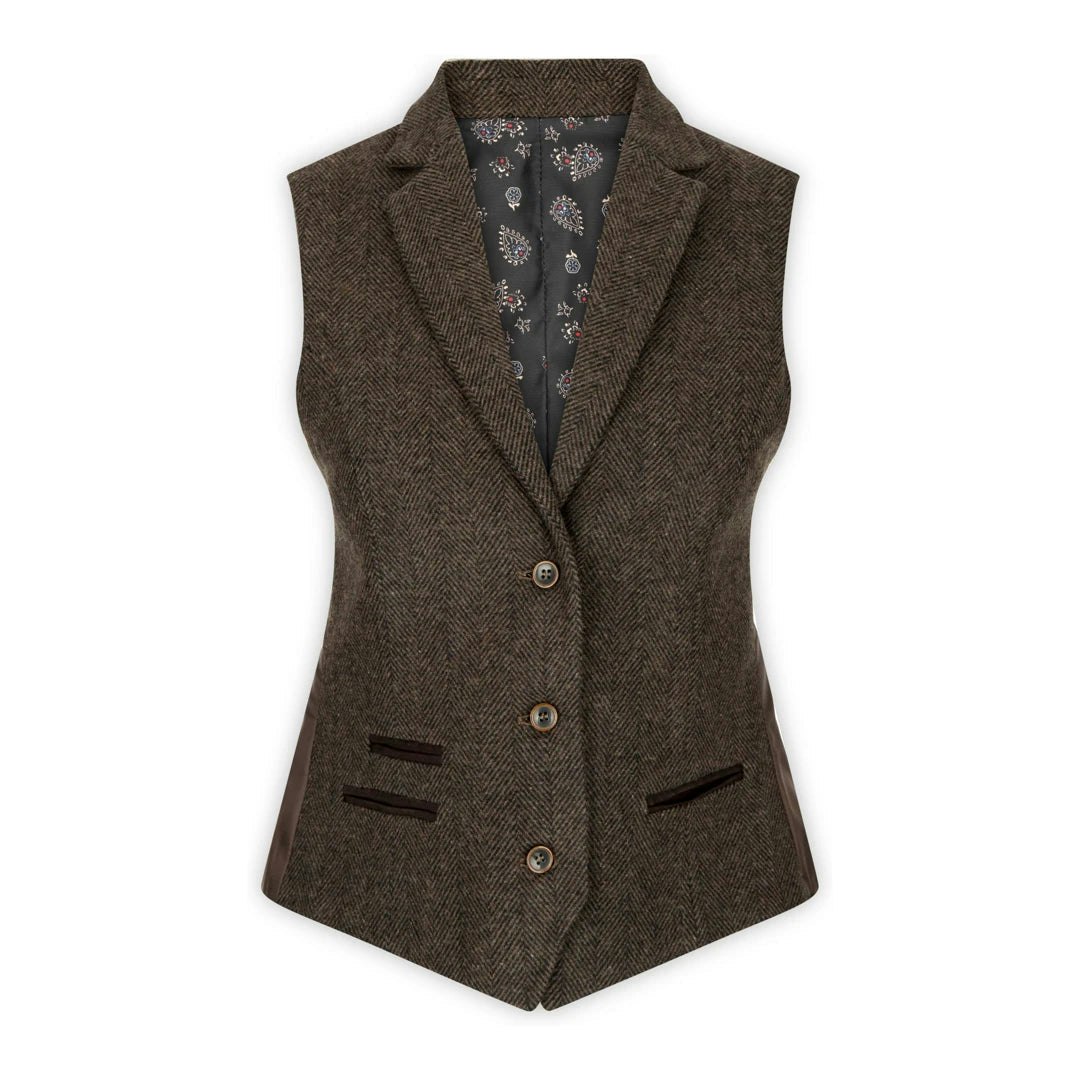Truclothing Women's Brown Wsn04 Tweed Blazer Waistcoat & Trouser Classic Suit - Uk 18 - Waistcoat