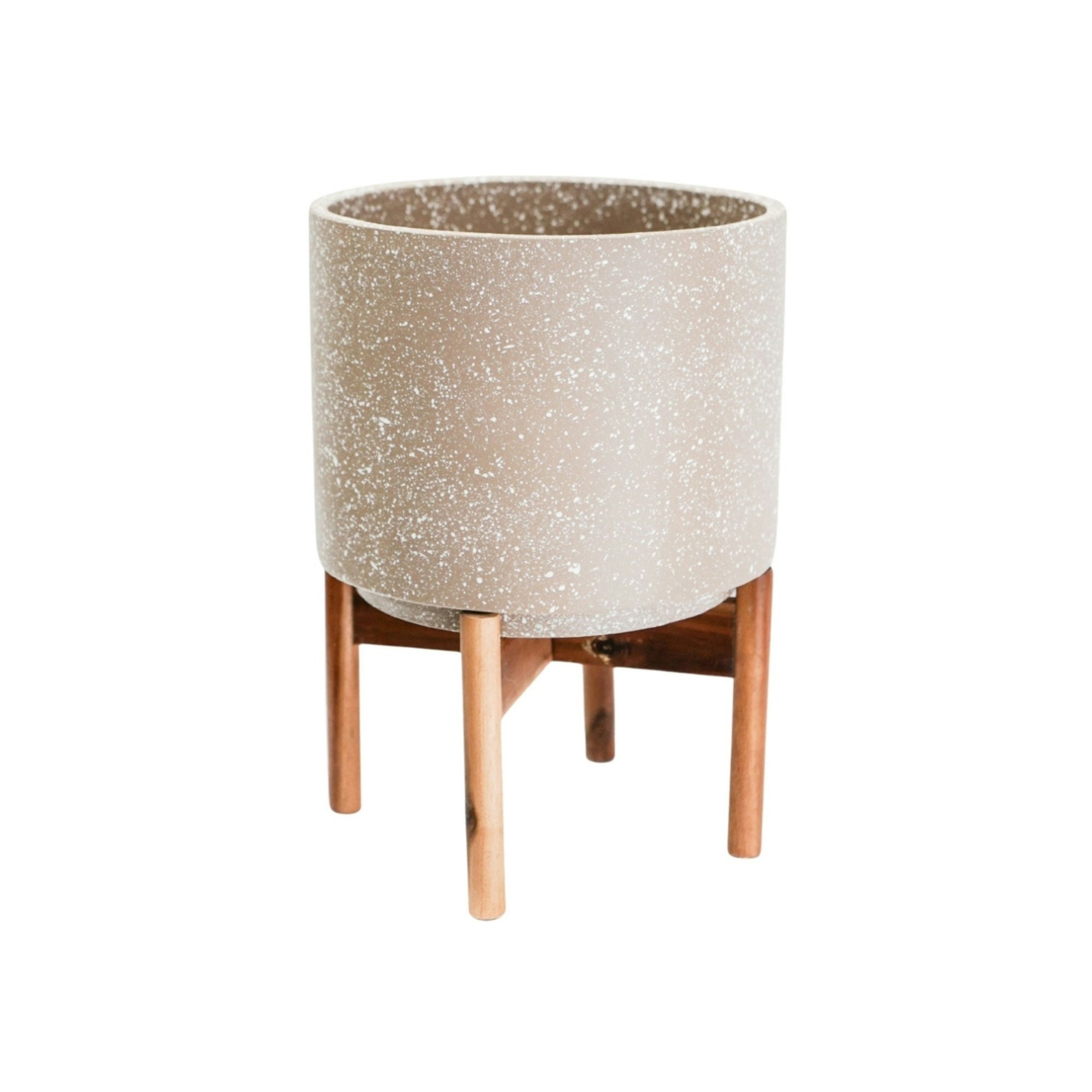 Rackhams Ivory Valetta Speckled Planter With Stand - Medium
