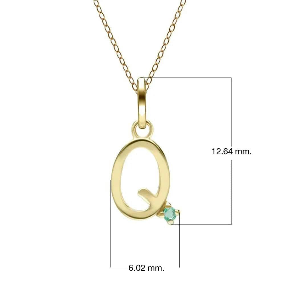 Gemondo Yellow/Gold Initial Emerald Letter Necklace In 9Ct - Q
