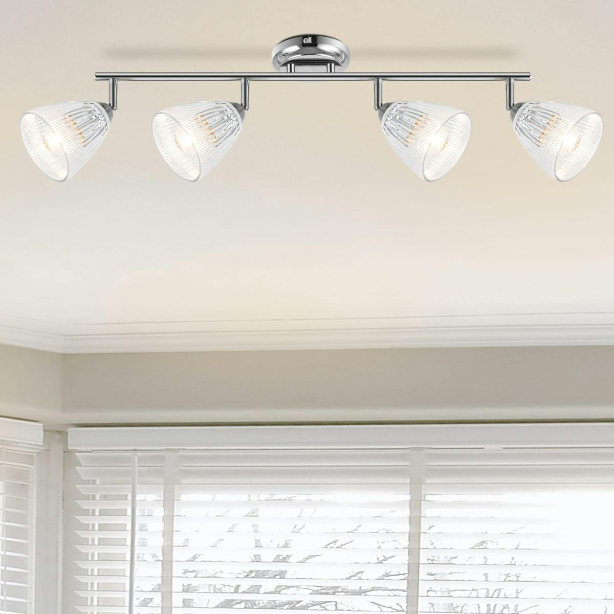Rackhams Light Athella Bathroom 4 Ribbed Glass Spot - Chrome
