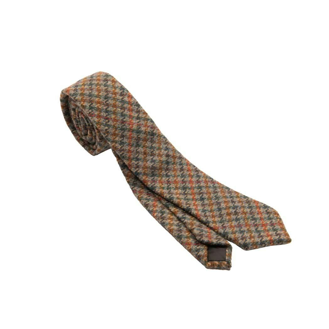Heritage Traditions Grey/Black/White Box Check Tweed Tie - Petrol Rust
