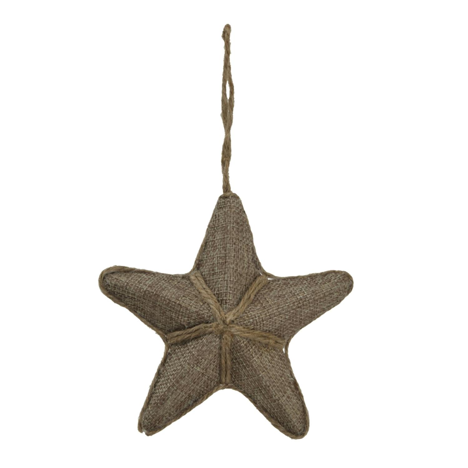 Hill Interiors Brown Jute Star Hanging Decoration - 6Cm X 20Cm X 20Cm - 100% Mixed