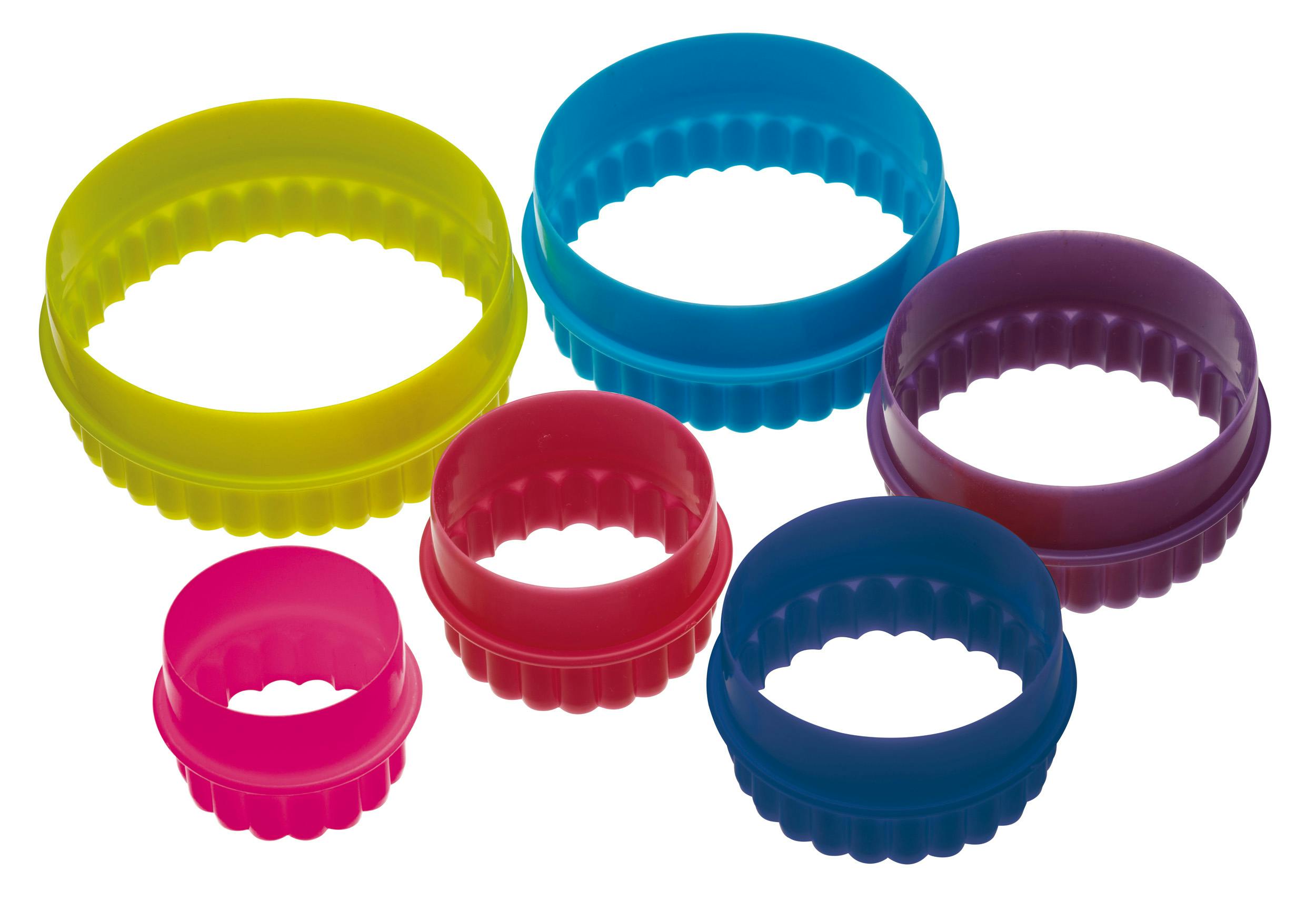 Rackhams Set Of 6 Round Cookie Cutters - Multicolour - Plastic - Cookie Cutter