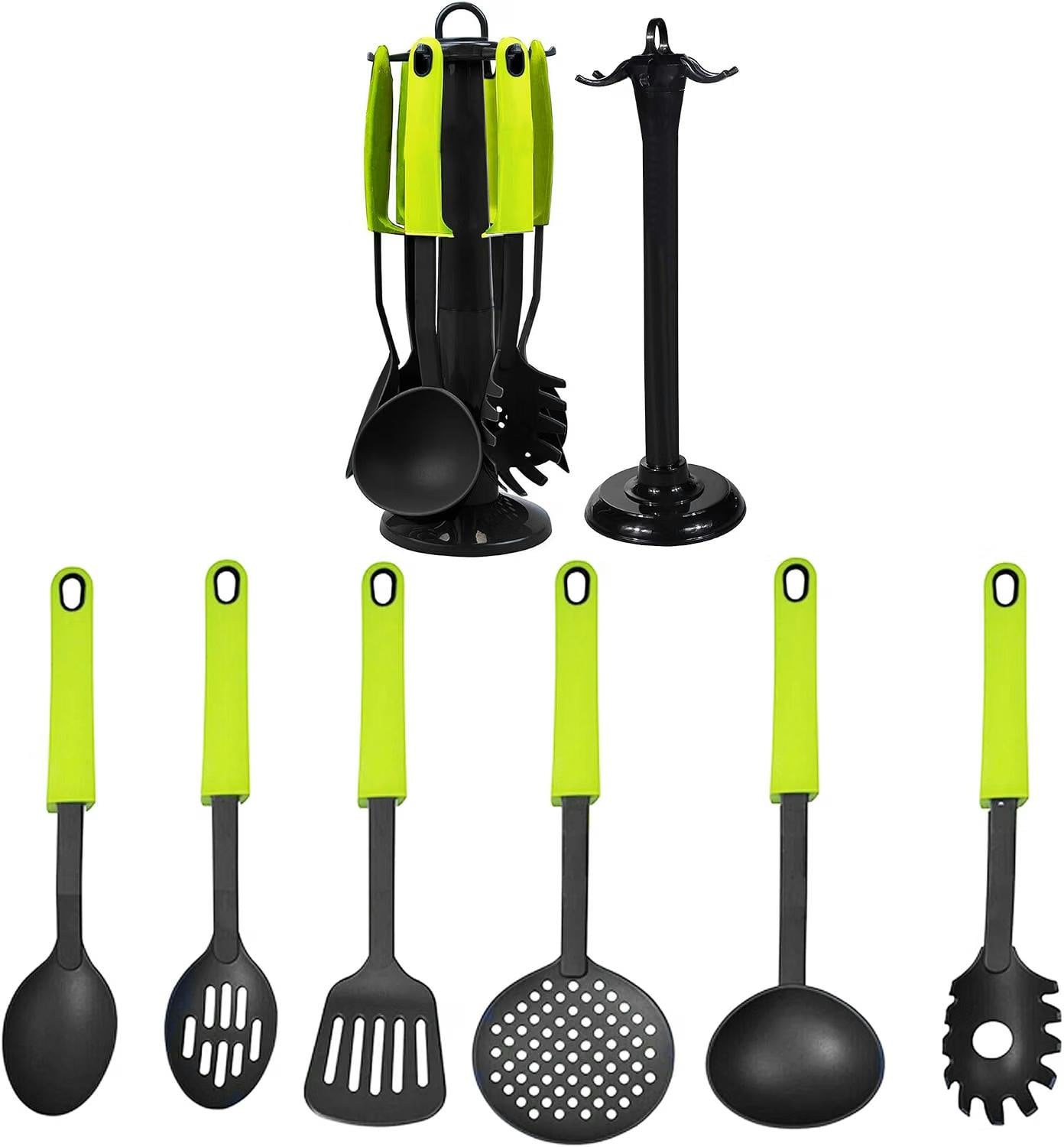Atek Dark/Grey/Green 7 Piece Non-Stick Kitchen Utensil Set With Stand