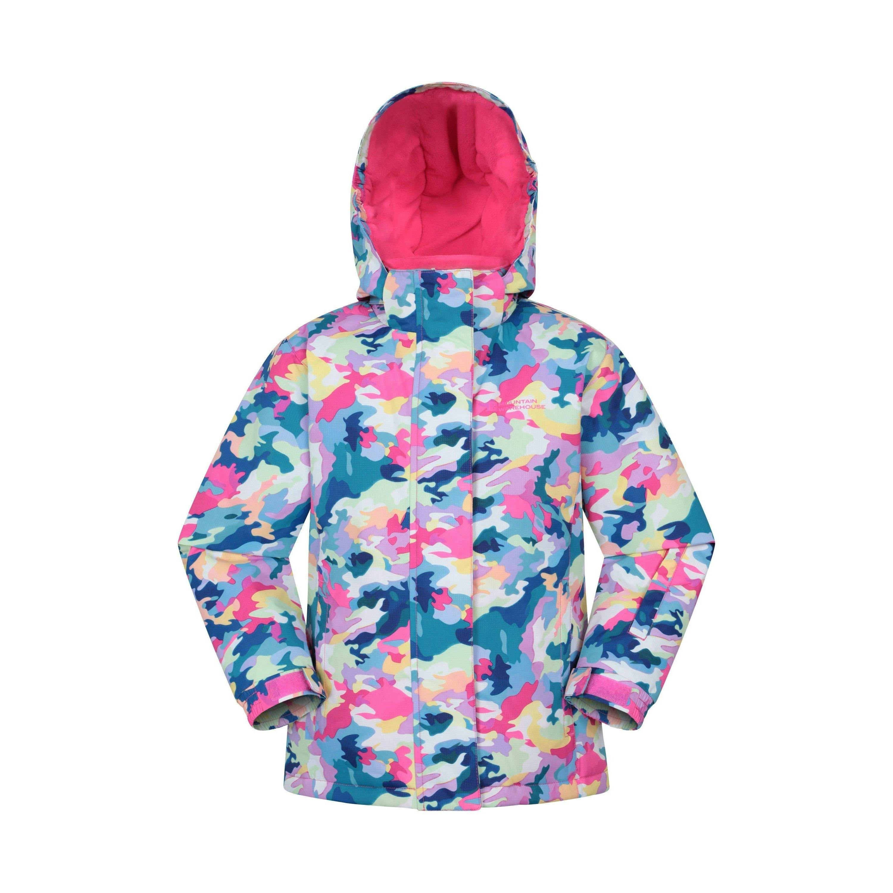 Mountain Warehouse Pink Kids Snowdrop Watercolour Ski Jacket - Bright - 13 Years - Bright - 100% Polyester