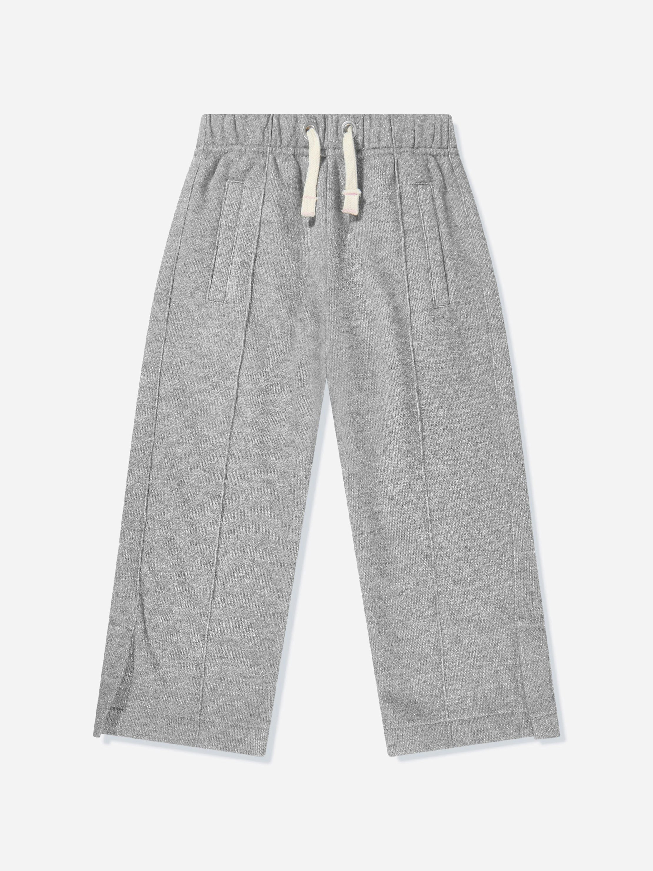 Palm Angels Girls Grey Lurex Wide Leg Sweatpants In - 6 Yrs
