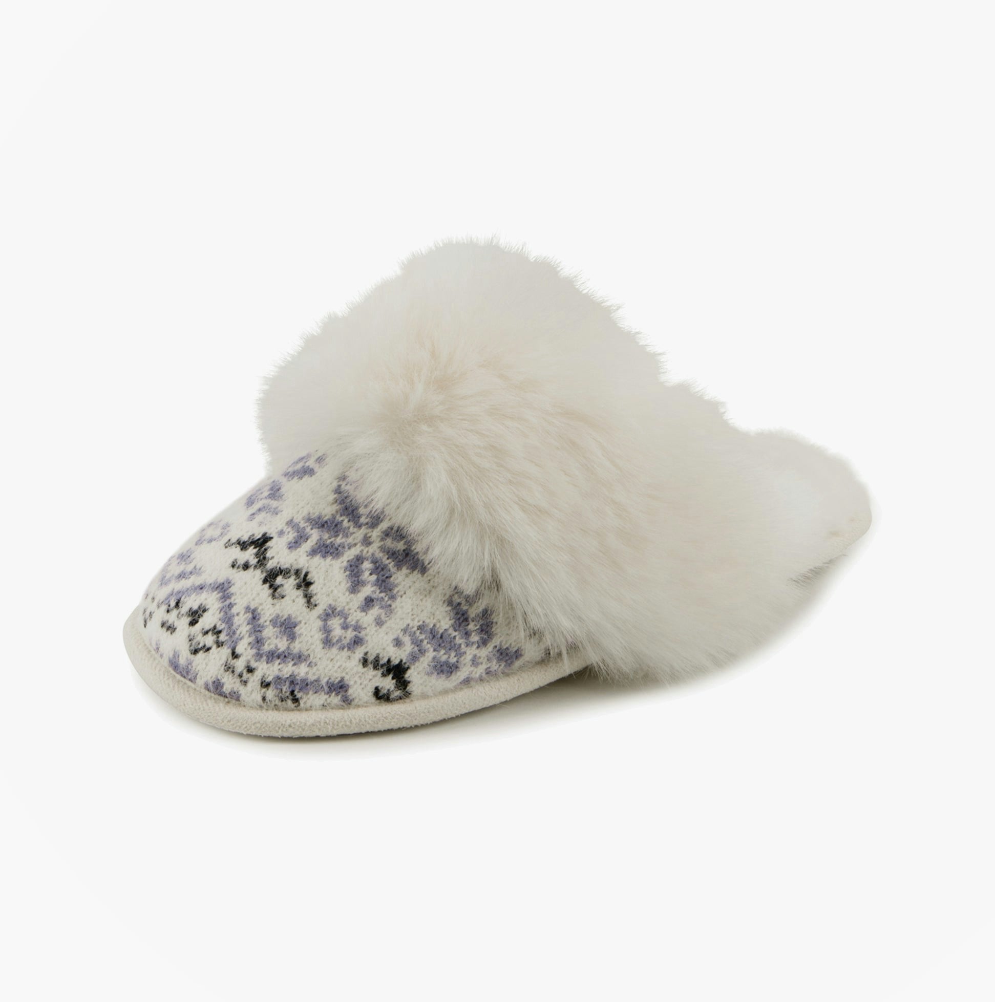 Totes Women's Blue Toasties Fair Isle Knit Mule Slippers - Uk 7-8
