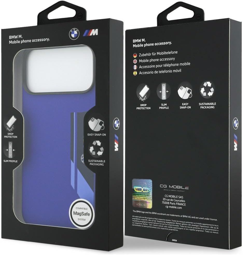 Bmw Blue M Series Silicone Vertical Logo Case With Magsafe For Iphone 17 Pro Max 6.9" - Bmhmp17x25sdbsv