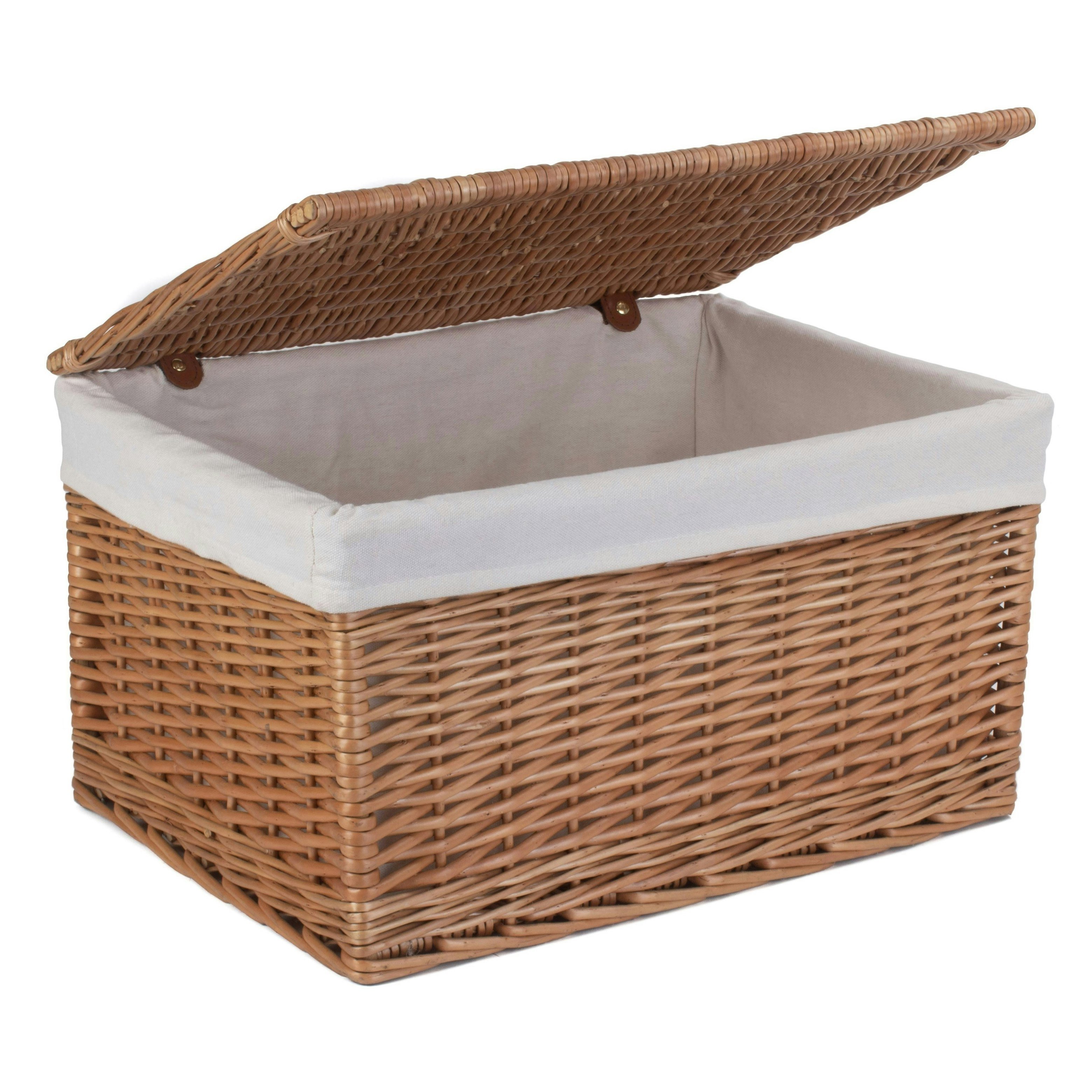 Red Hamper Red/Light Hamper Steamed Cotton Lined Wicker Storage Basket - Large