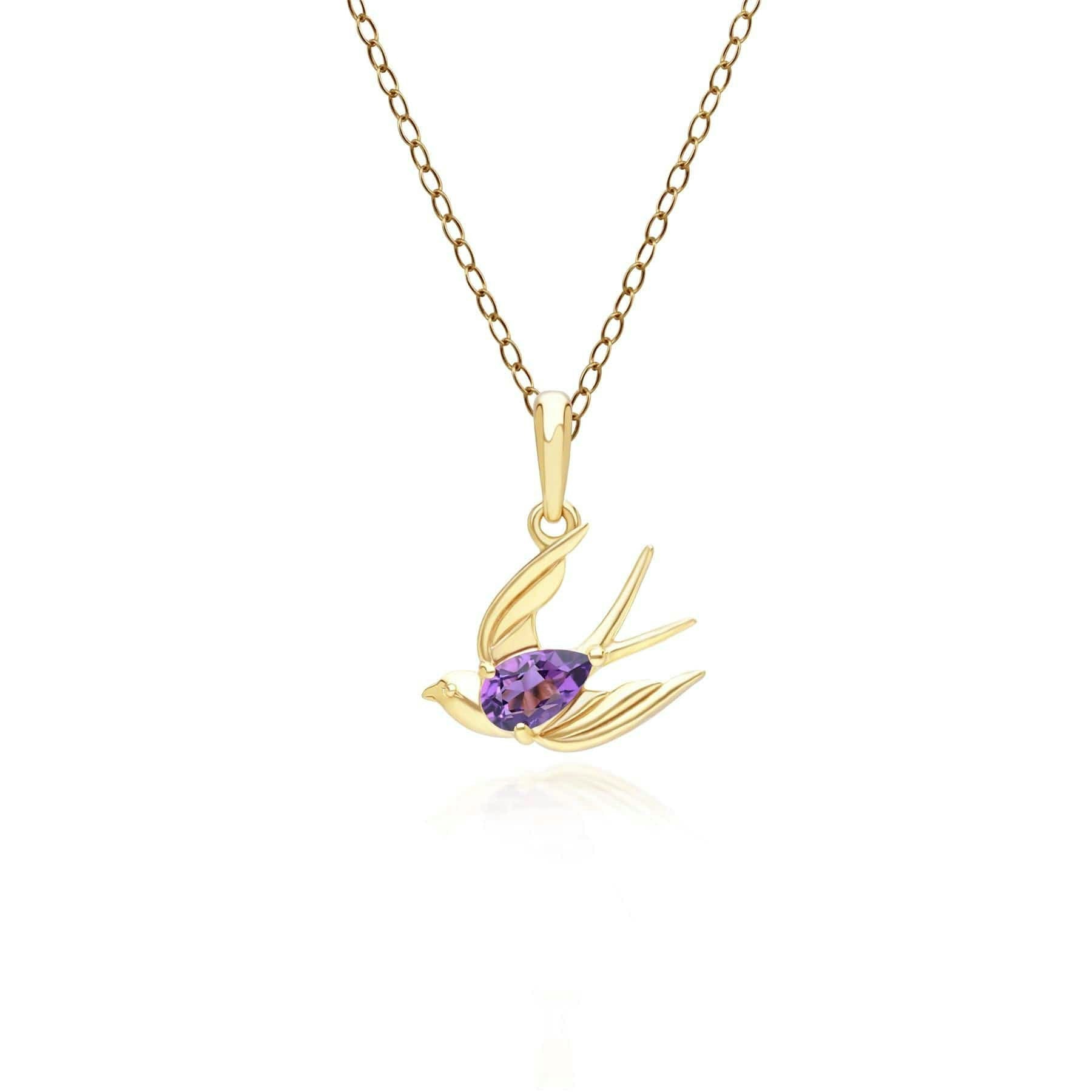 Gemondo Women's Gold/Silver Ecfew™ Creator Amethyst Hummingbird Pendant Necklace In Plated Sterling