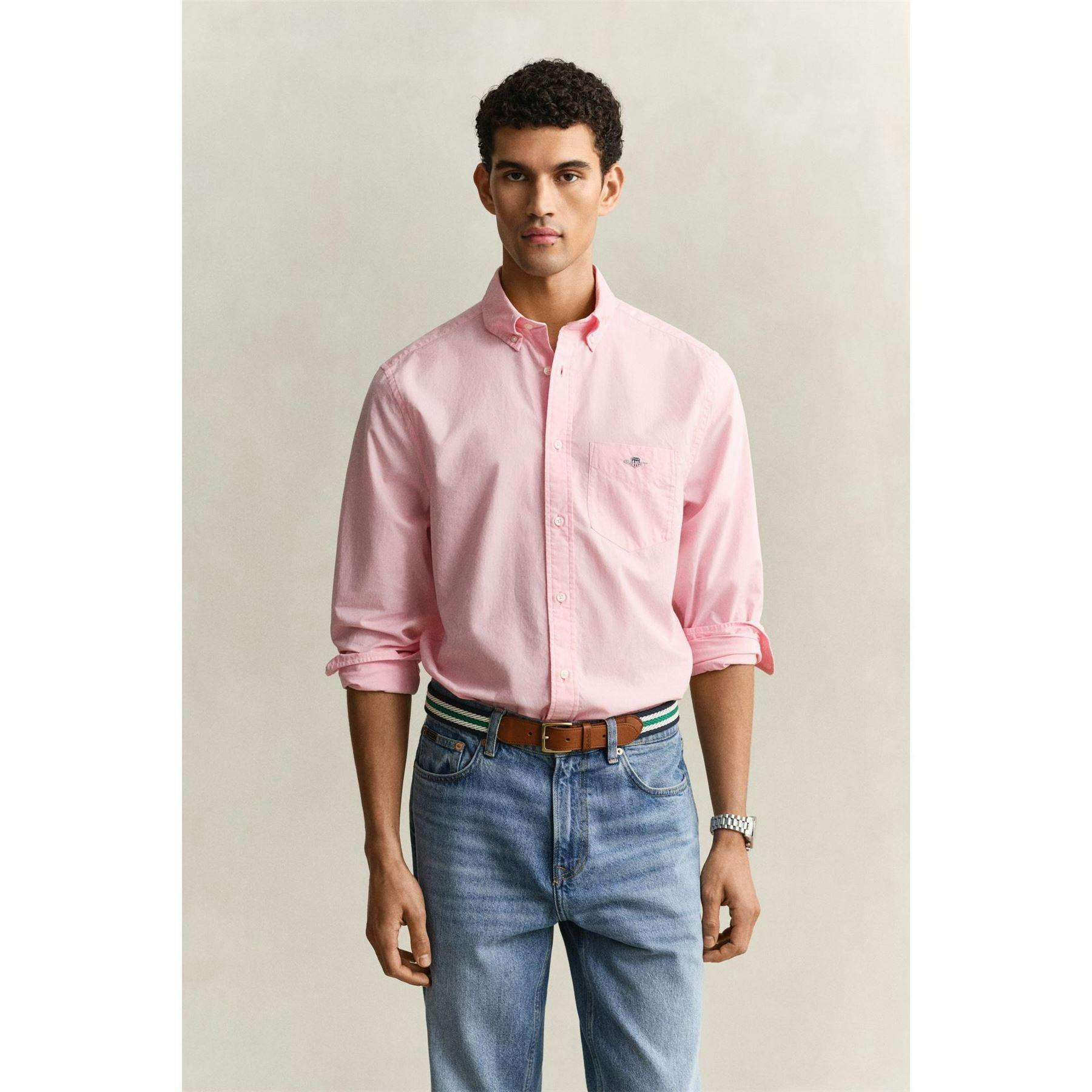 Gant Men's Pink Poplin Shirt - S - 100% Cotton Poplin