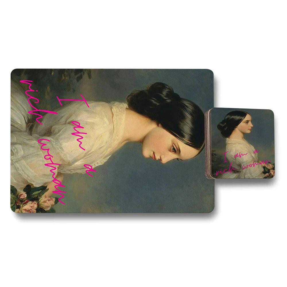 Benjamin Tate Design Pink Set Of 12 Placemats And Coasters With Designer Artwork
