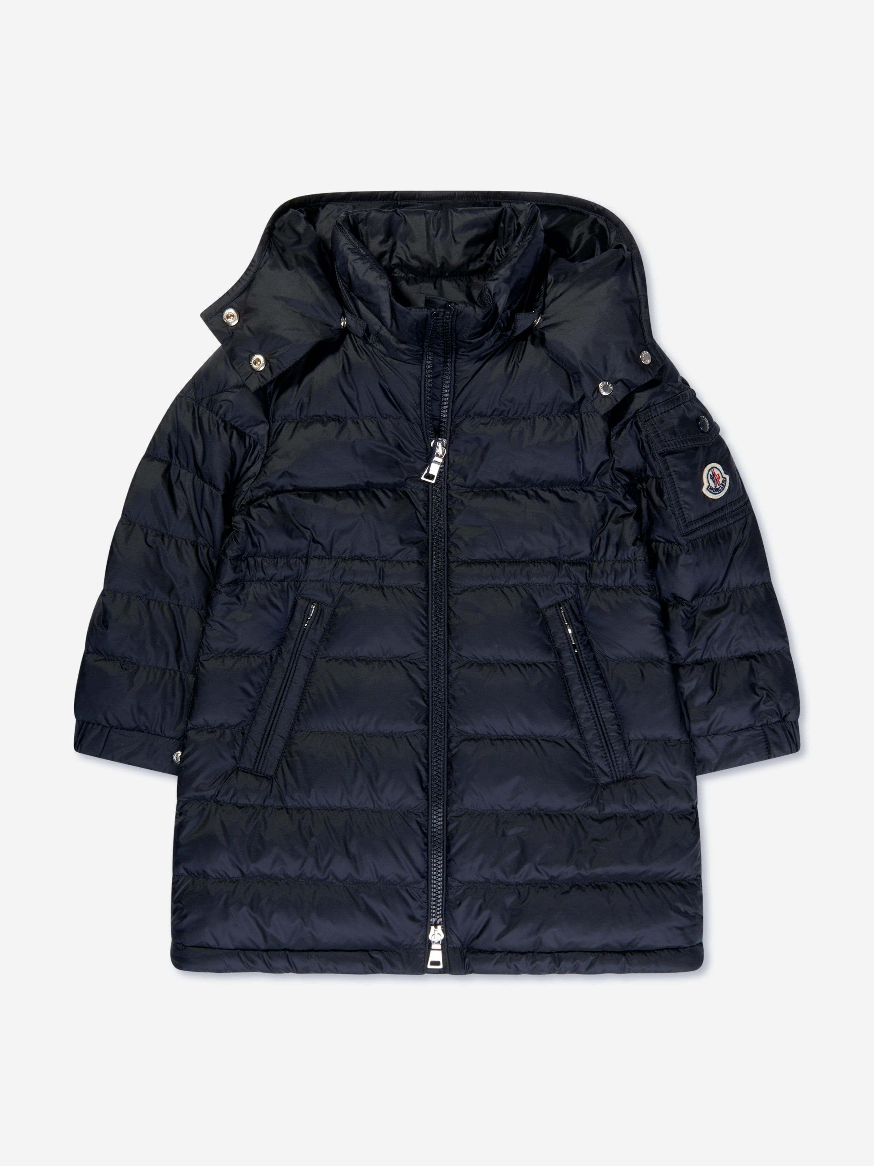 Moncler Enfant Girls Blue Down Padded Meillon Long Parka In Navy - 6 Yrs