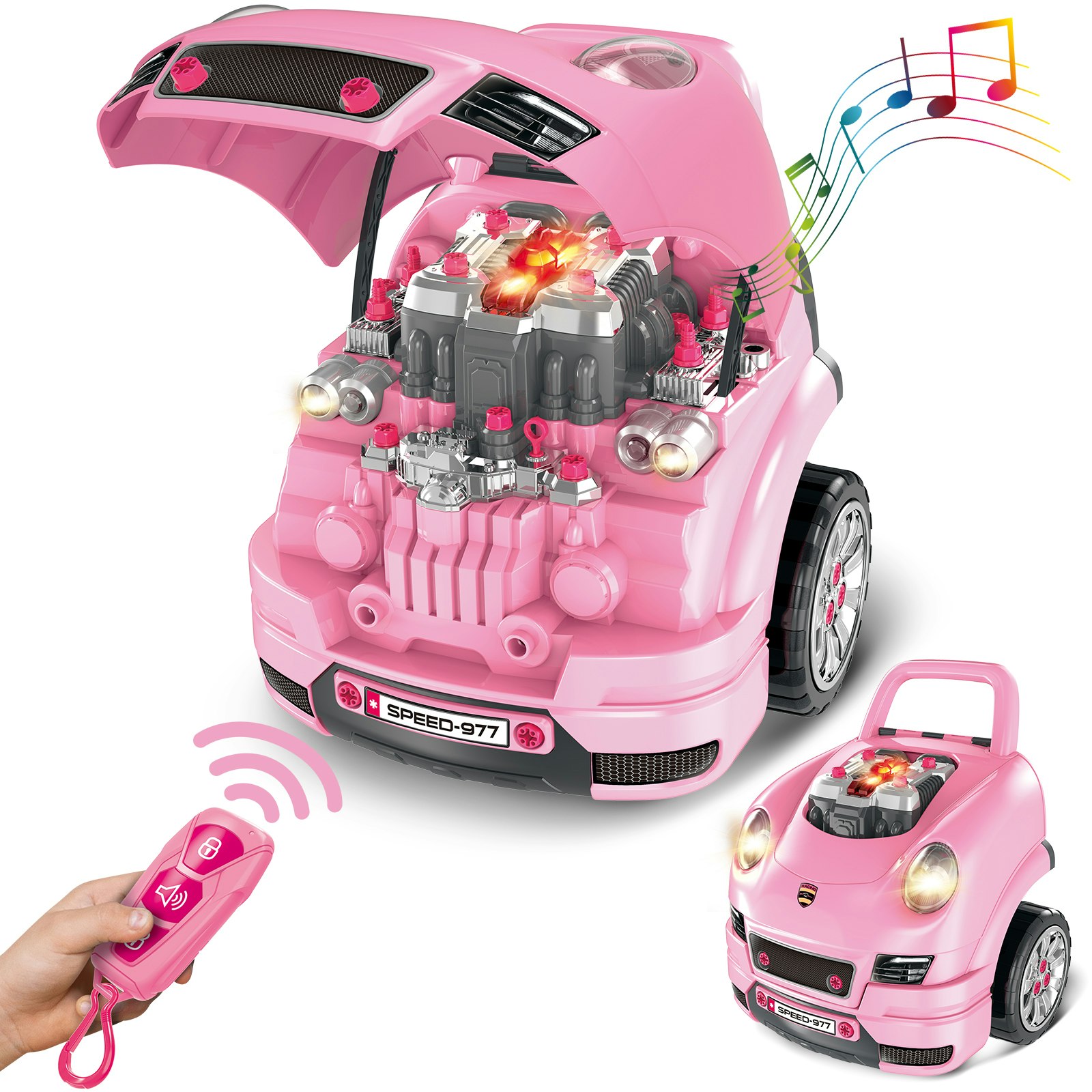 Deao Toys Pink Take Apart Building Truck Pretend Play Realistic Mechanic Toy - 3+