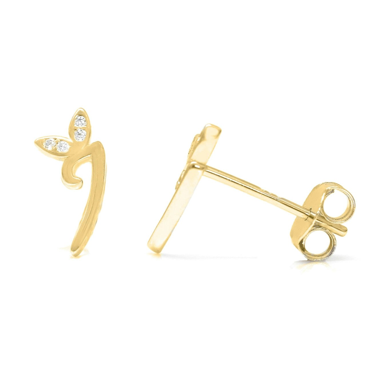 Say It With Yellow/Gold Winged Initial Earrings - Plated - I