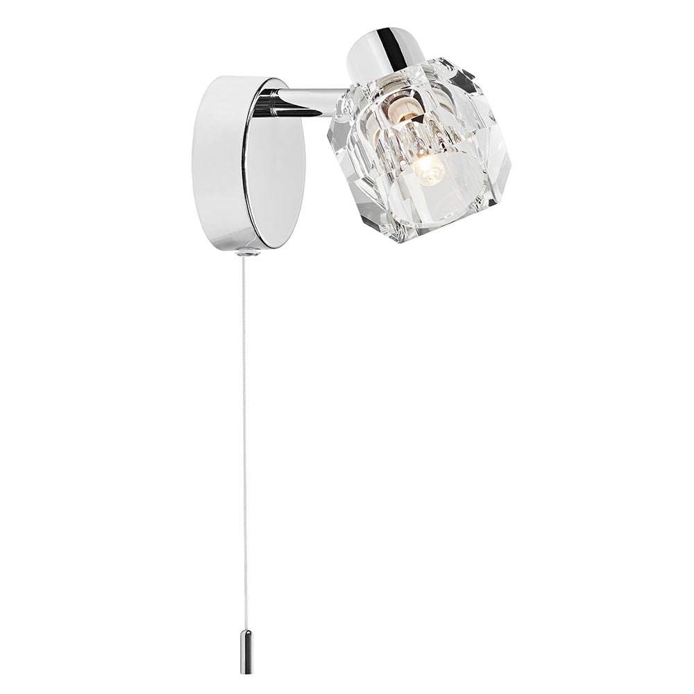 Photos - Chandelier / Lamp Rackhams Modern Polished Chrome Wall Light with Chunky Ice Cube Shade