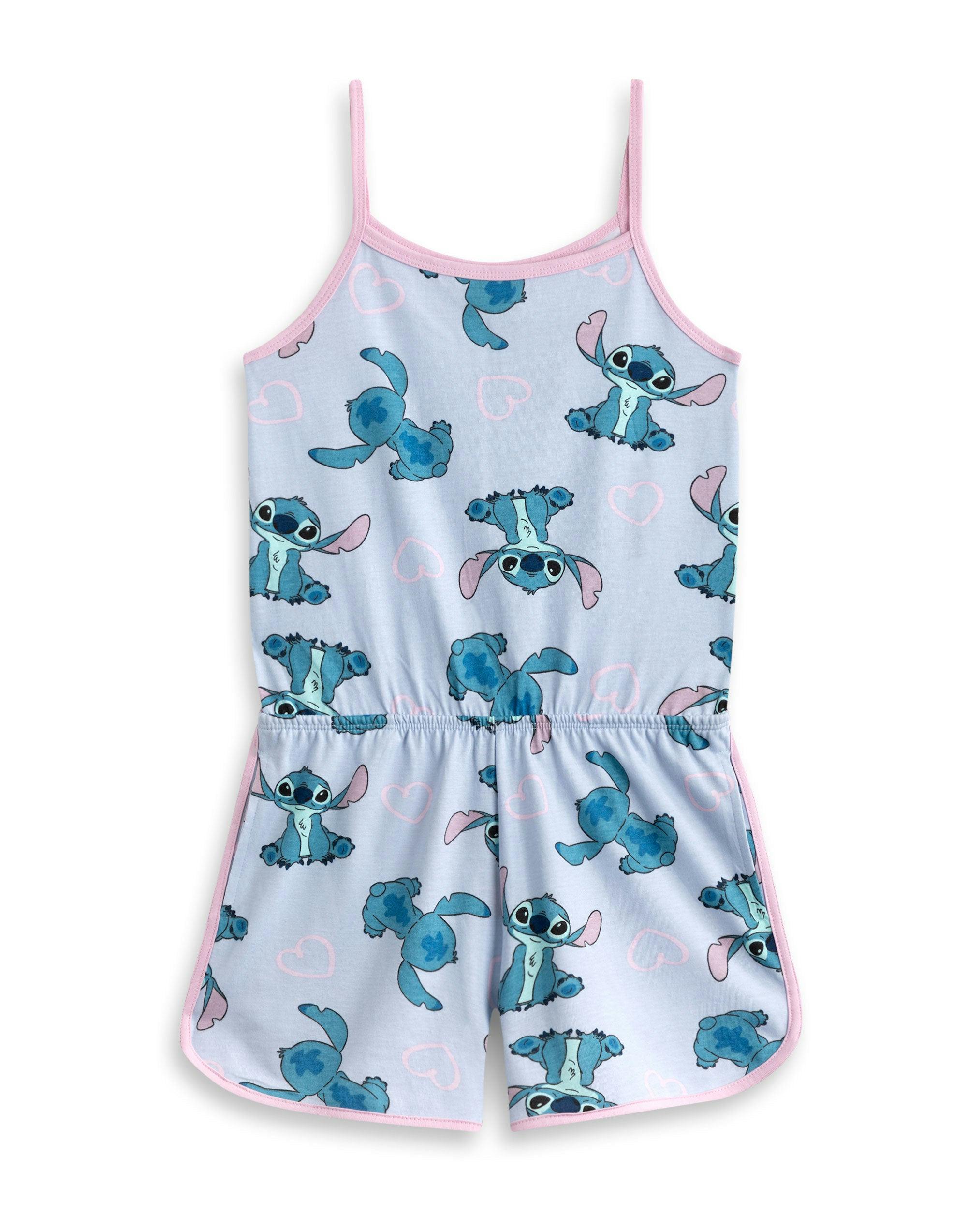 Vanilla Underground Girls Blue Disney Lilo & Stitch Character Aop Sleeveless Playsuit - 8-9 Years