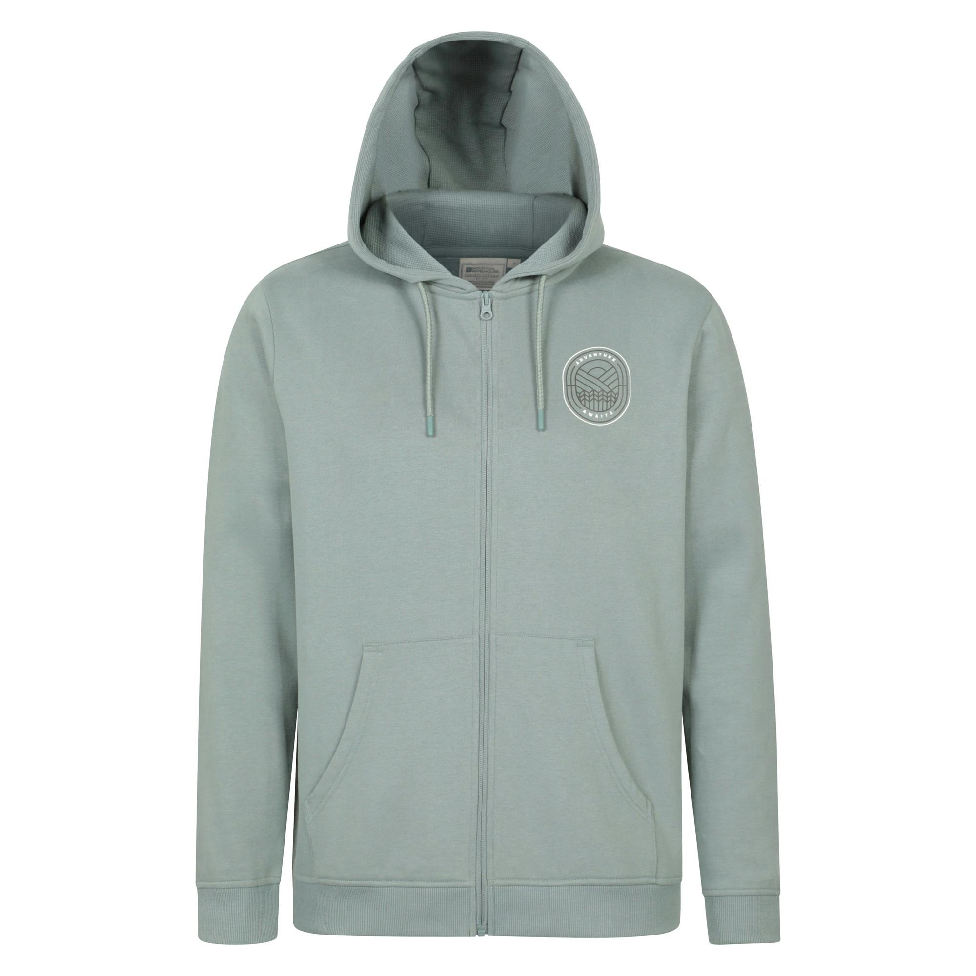 Mountain Warehouse Men's Green Adventure Awaits Full Zip Hoodie - Xs - 60% Cotton/40% Polyester
