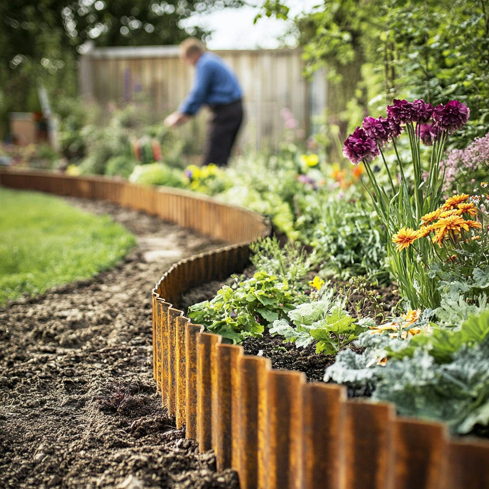 Rackhams Corrugated Pre-Rusted Metal Garden Border Roll - 12M
