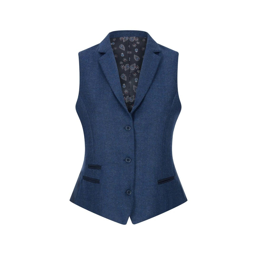 Truclothing Women's Blue Wsn02 - Tweed Navy Blazer Waistcoat & Trousers 1920S Suit - Uk 16 - Waistcoat