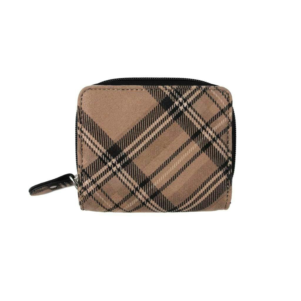 Heritage Traditions Moleskin Tartan Zip Purse - Camel Tartan Moleskin
