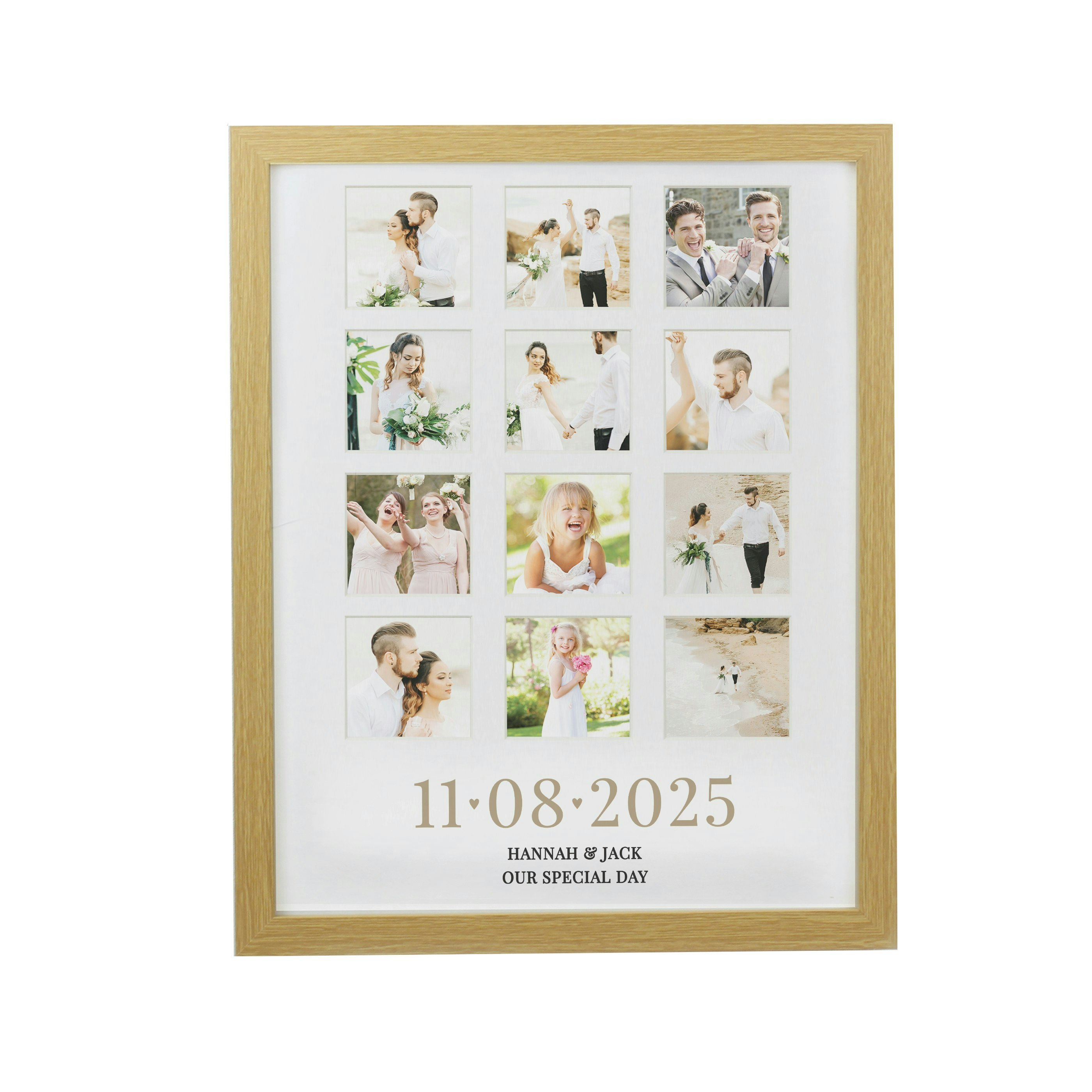 Rackhams Personalised Special Date Oak Multi Photo Frame