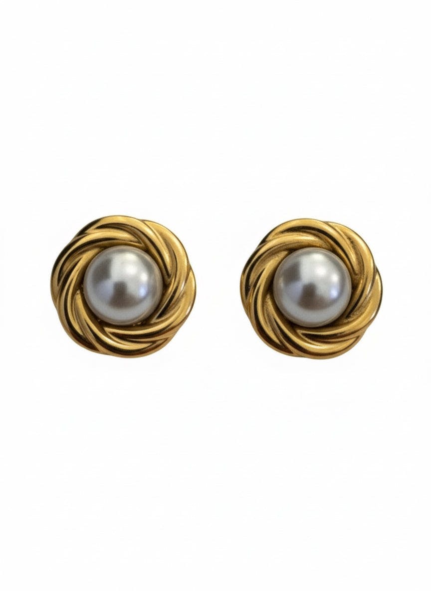 Latelita Gold Dynasty Pearl Knot Stud Earrings